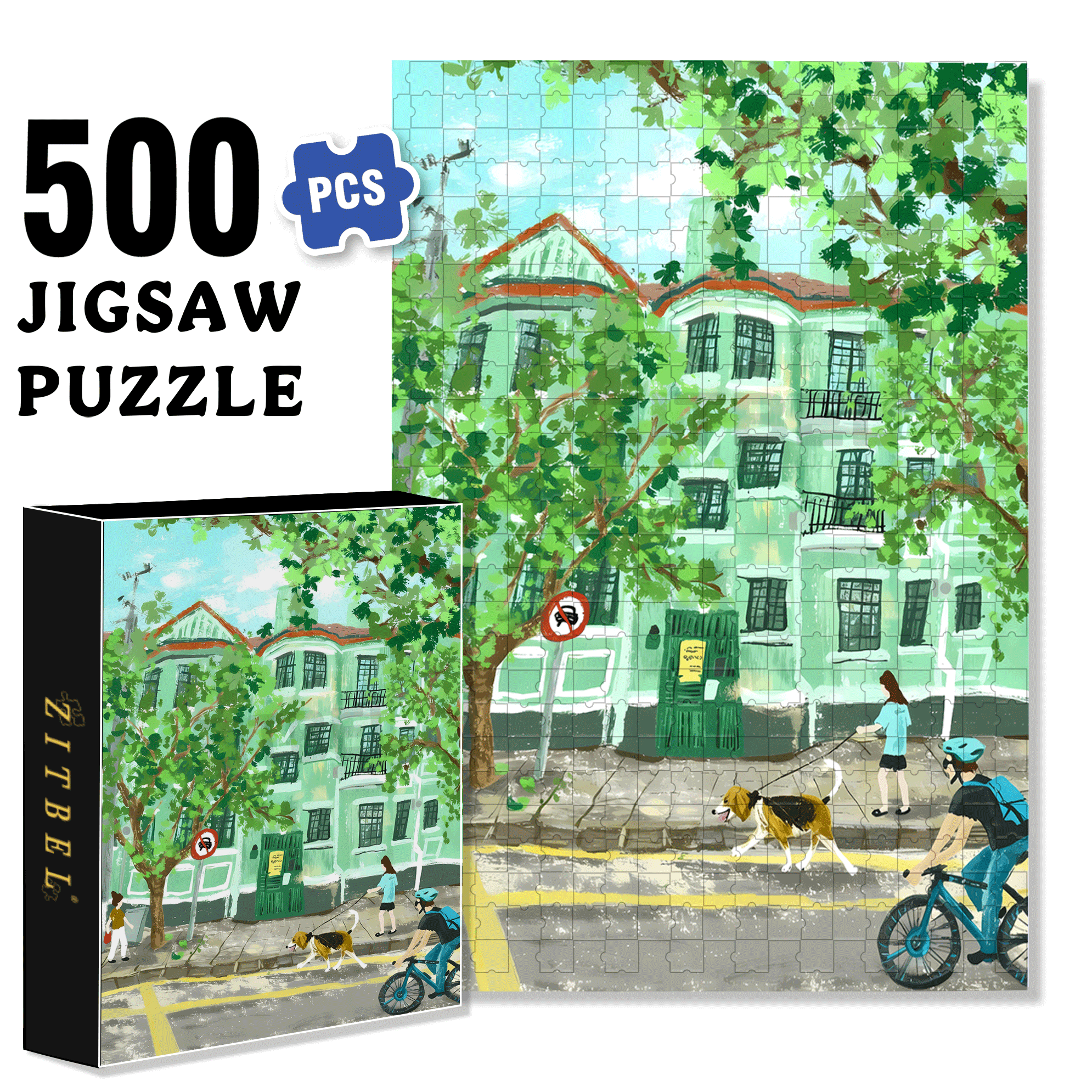Green House 500pcs/1000pcs Jigsaw Puzzle, Scratch-Resistant, Interactive Family Game & Brain-Boosting DIY Decor, Perfect for Halloween, Christmas & New Year Gifts, Family Puzzle Game