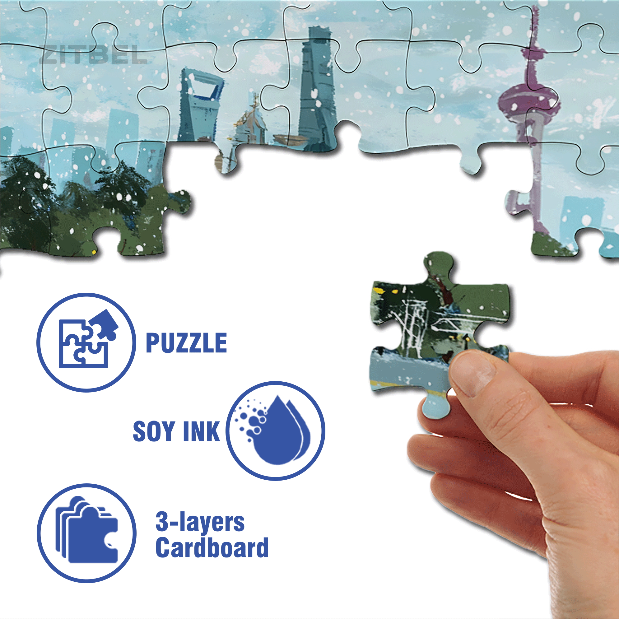 Happy Skating Rink 500pcs/1000pcs Jigsaw Puzzle, Scratch-Resistant, Interactive Family Game & Brain-Boosting DIY Decor, Perfect for Halloween, Christmas & New Year Gifts, Family Puzzle Game