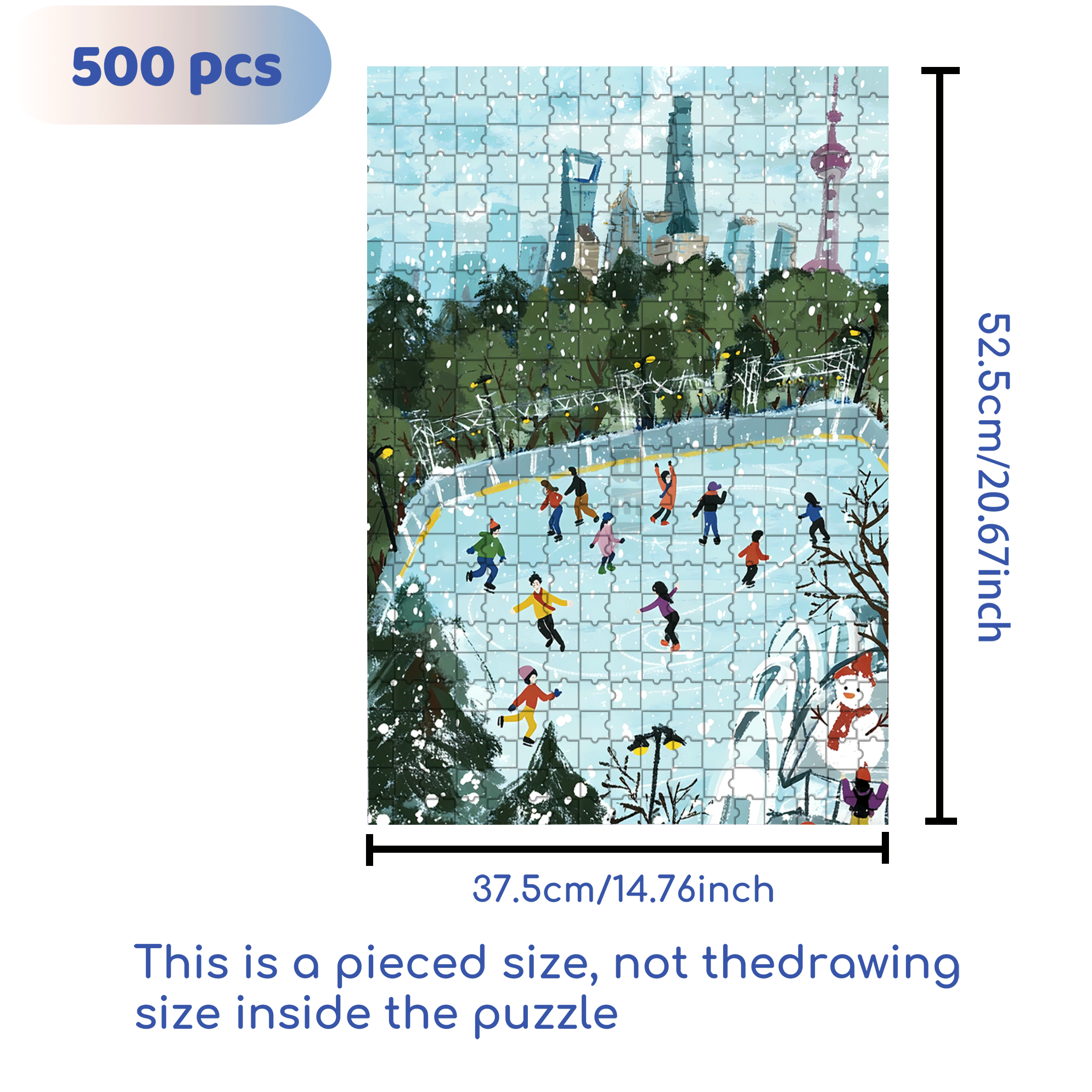 Happy Skating Rink 500pcs/1000pcs Jigsaw Puzzle, Scratch-Resistant, Interactive Family Game & Brain-Boosting DIY Decor, Perfect for Halloween, Christmas & New Year Gifts, Family Puzzle Game