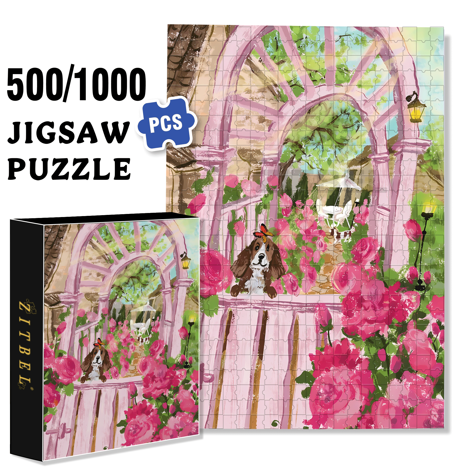 I Love Rose Gardens 2 500pcs/1000pcs Jigsaw Puzzle, Scratch-Resistant, Interactive Family Game & Brain-Boosting DIY Decor, Perfect for Halloween, Christmas & New Year Gifts, Family Puzzle Game