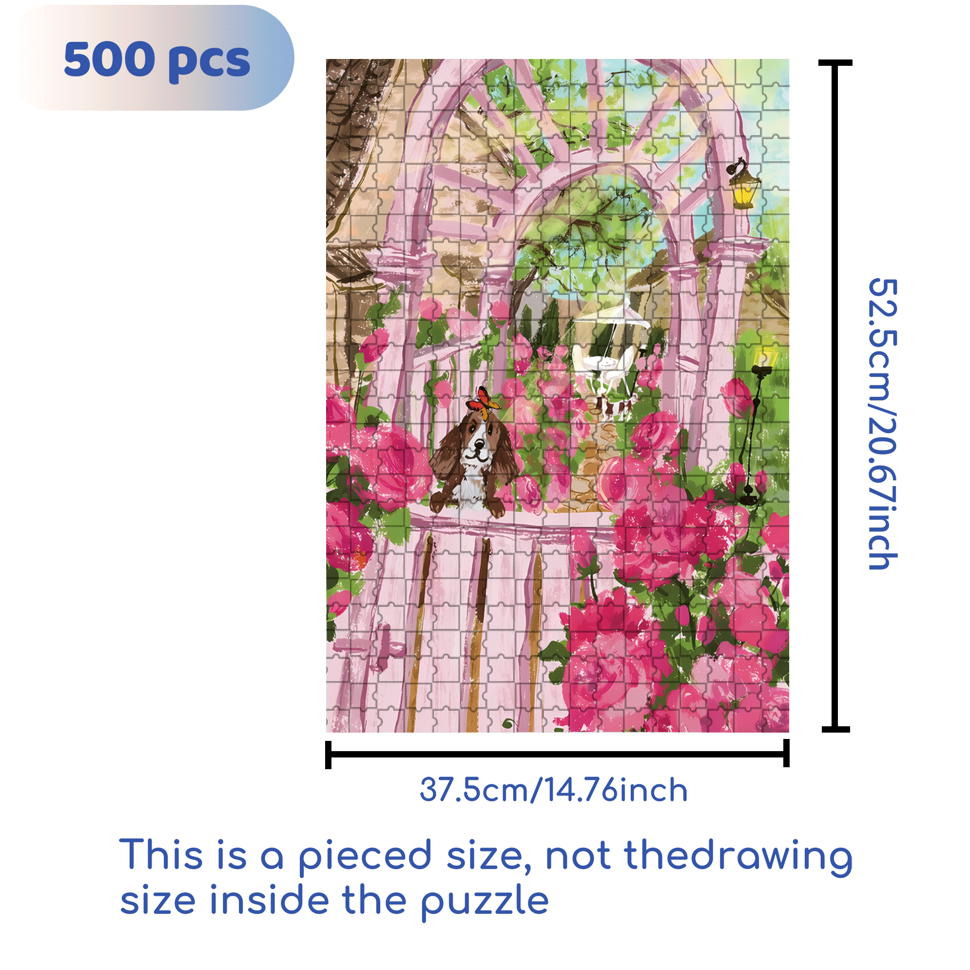 I Love Rose Gardens 2 500pcs/1000pcs Jigsaw Puzzle, Scratch-Resistant, Interactive Family Game & Brain-Boosting DIY Decor, Perfect for Halloween, Christmas & New Year Gifts, Family Puzzle Game