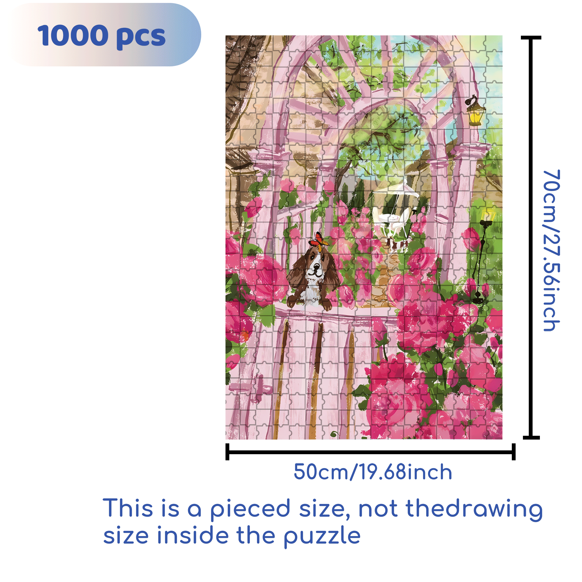 I Love Rose Gardens 2 500pcs/1000pcs Jigsaw Puzzle, Scratch-Resistant, Interactive Family Game & Brain-Boosting DIY Decor, Perfect for Halloween, Christmas & New Year Gifts, Family Puzzle Game
