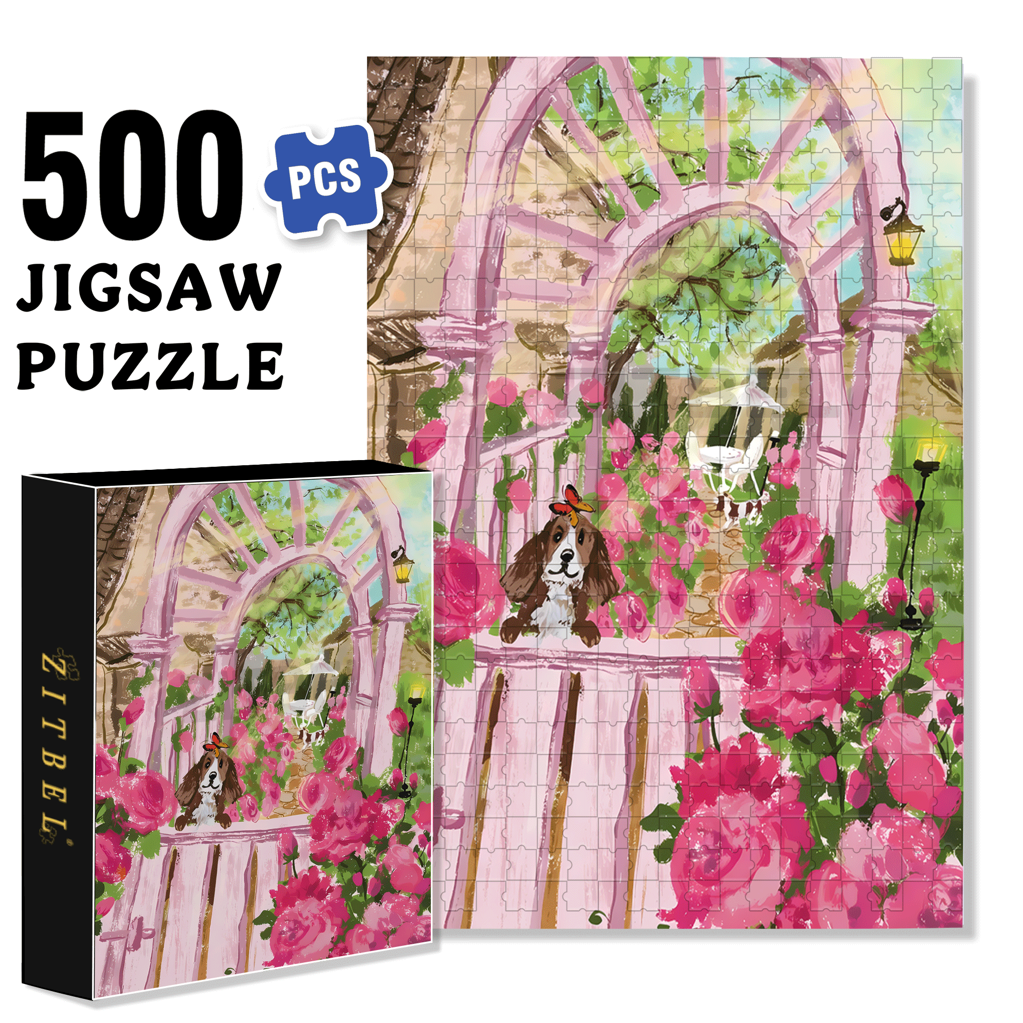 I Love Rose Gardens 2 500pcs/1000pcs Jigsaw Puzzle, Scratch-Resistant, Interactive Family Game & Brain-Boosting DIY Decor, Perfect for Halloween, Christmas & New Year Gifts, Family Puzzle Game