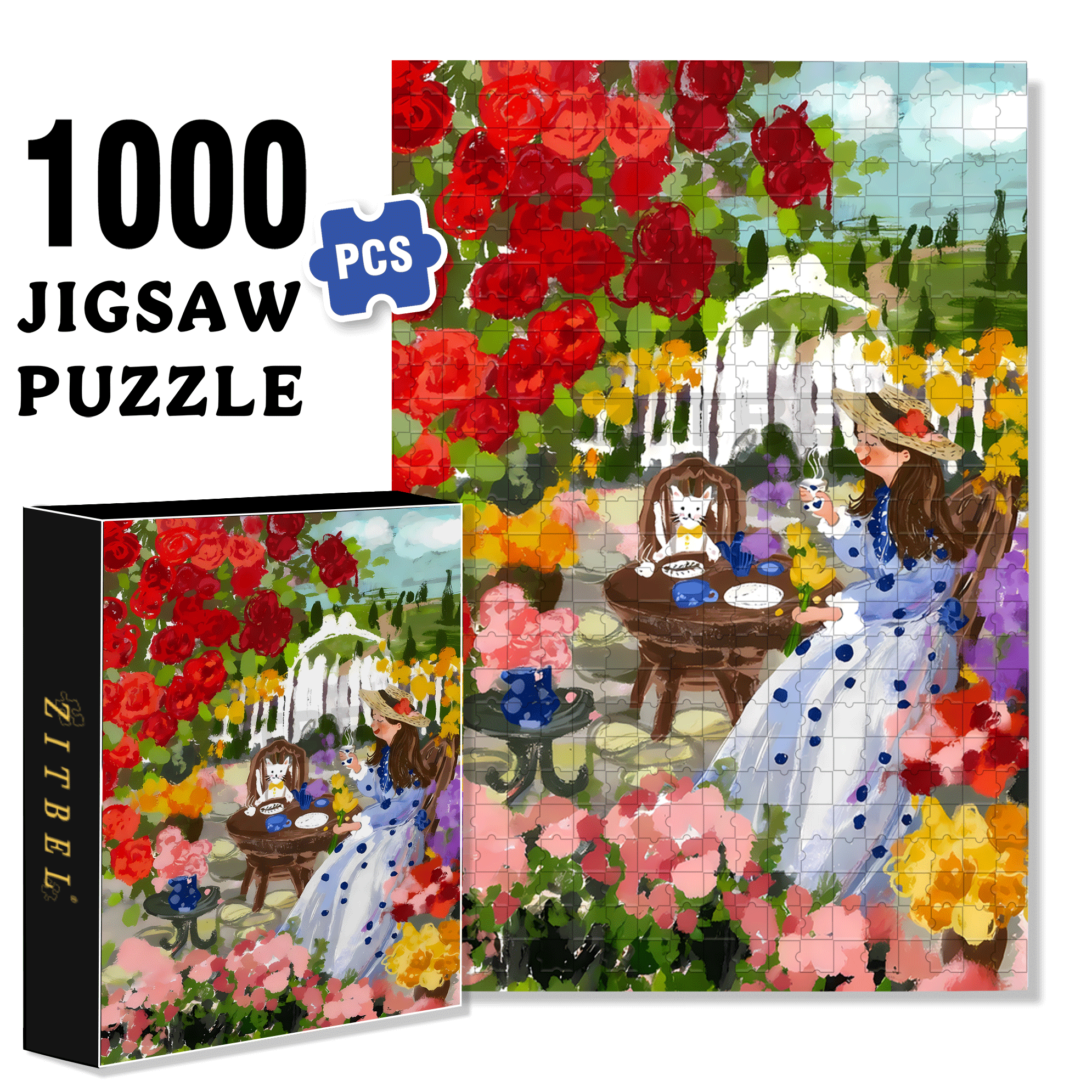 I Love Rose Gardens 500pcs/1000pcs Jigsaw Puzzle, Scratch-Resistant, Interactive Family Game & Brain-Boosting DIY Decor, Perfect for Halloween, Christmas & New Year Gifts, Family Puzzle Game