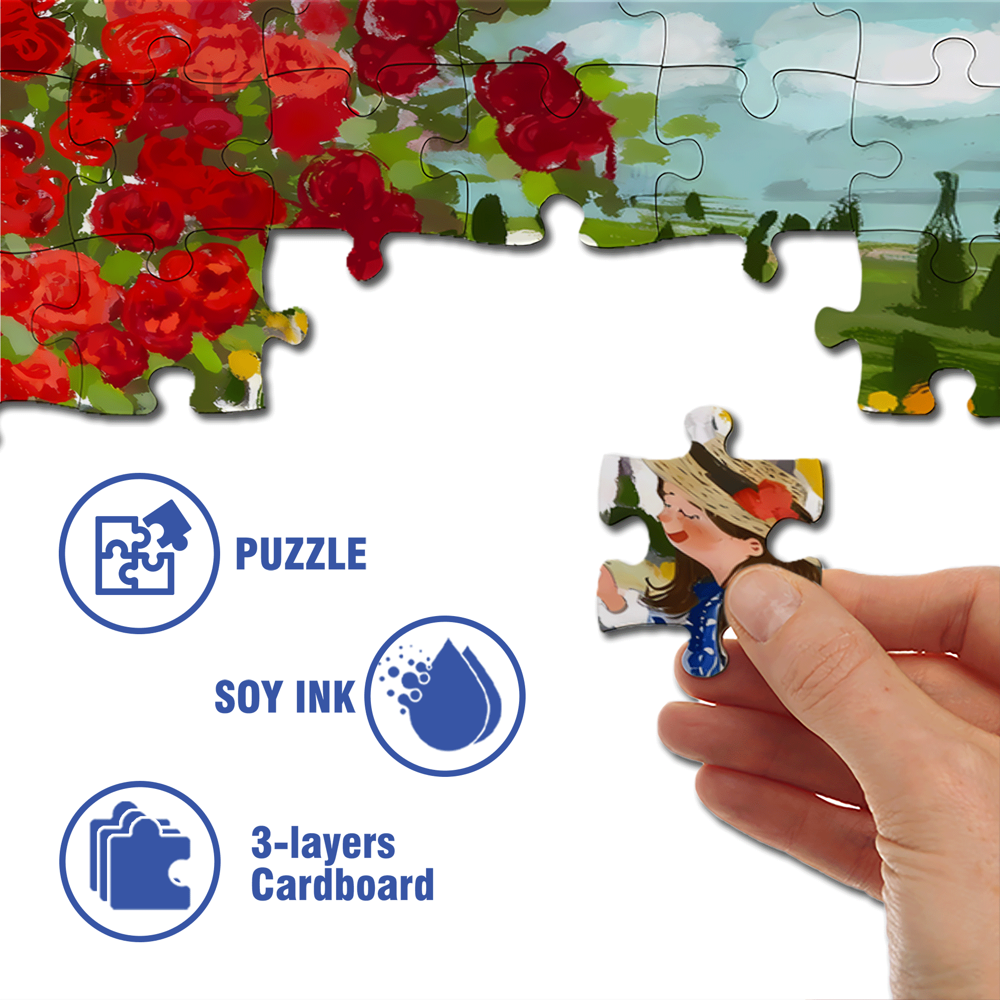 I Love Rose Gardens 500pcs/1000pcs Jigsaw Puzzle, Scratch-Resistant, Interactive Family Game & Brain-Boosting DIY Decor, Perfect for Halloween, Christmas & New Year Gifts, Family Puzzle Game