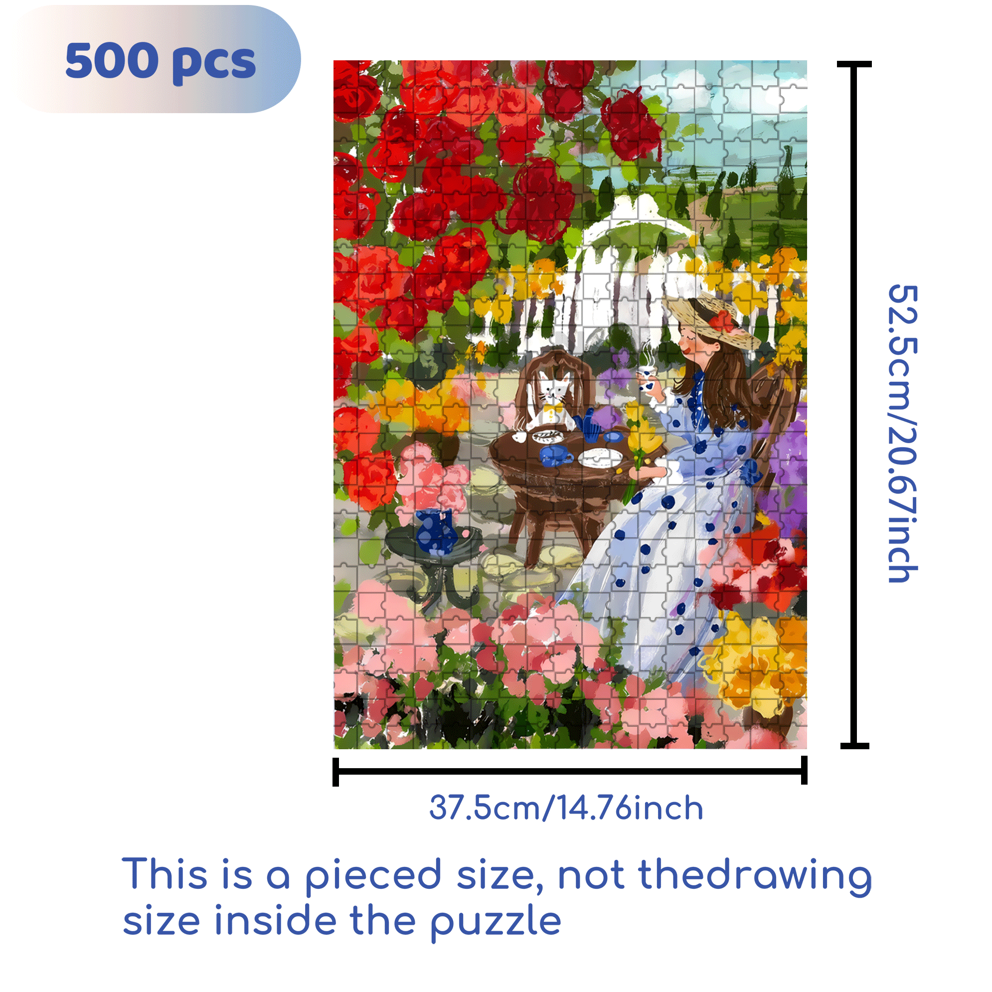 I Love Rose Gardens 500pcs/1000pcs Jigsaw Puzzle, Scratch-Resistant, Interactive Family Game & Brain-Boosting DIY Decor, Perfect for Halloween, Christmas & New Year Gifts, Family Puzzle Game