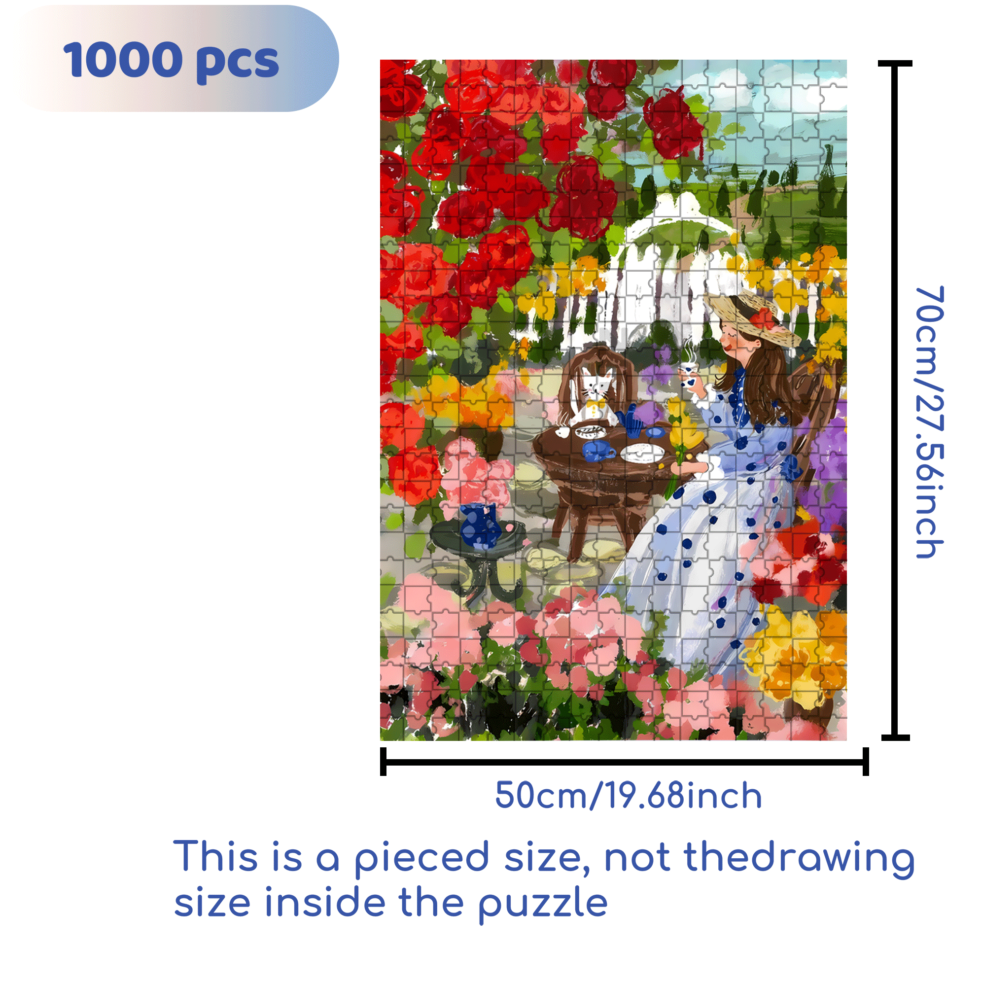 I Love Rose Gardens 500pcs/1000pcs Jigsaw Puzzle, Scratch-Resistant, Interactive Family Game & Brain-Boosting DIY Decor, Perfect for Halloween, Christmas & New Year Gifts, Family Puzzle Game