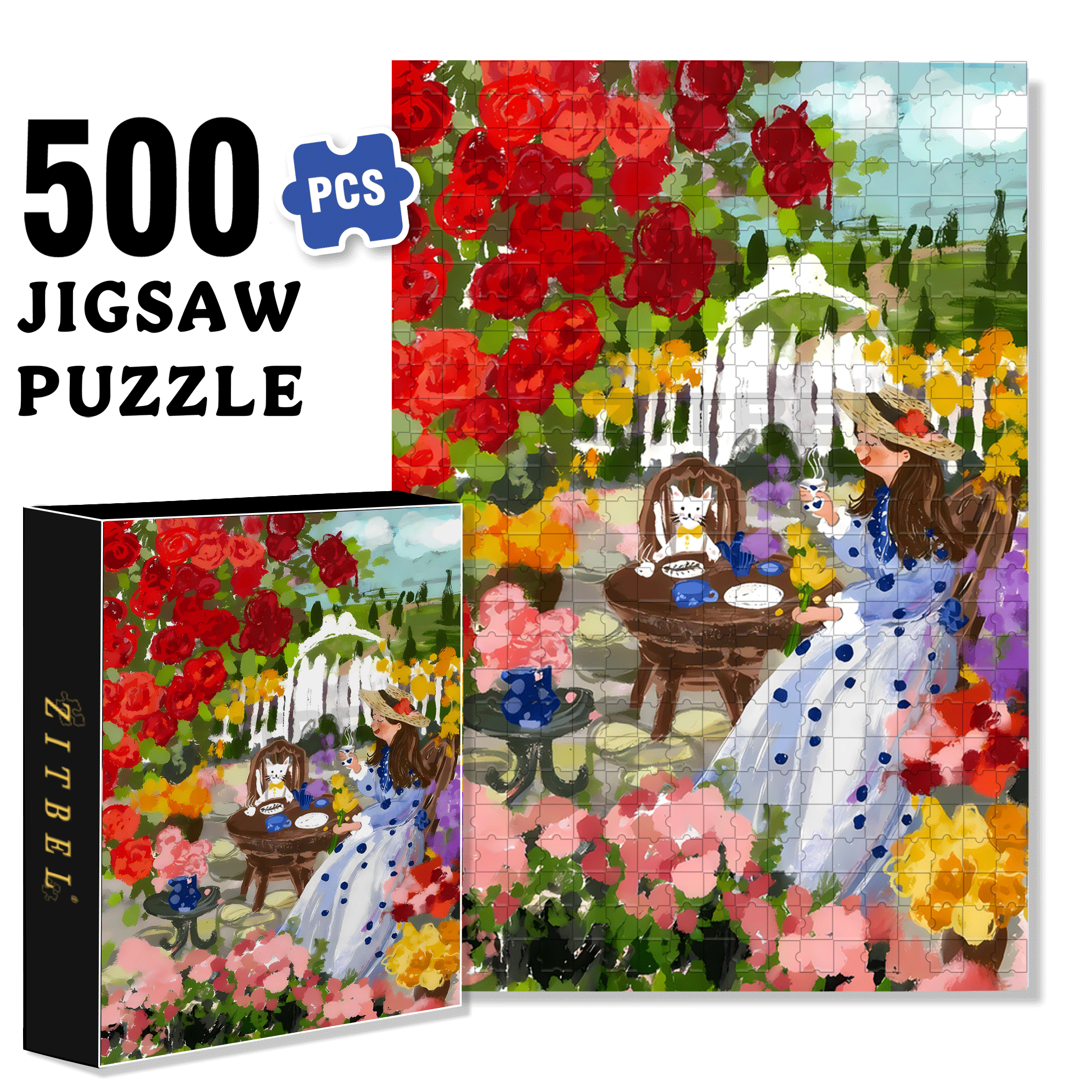 I Love Rose Gardens 500pcs/1000pcs Jigsaw Puzzle, Scratch-Resistant, Interactive Family Game & Brain-Boosting DIY Decor, Perfect for Halloween, Christmas & New Year Gifts, Family Puzzle Game