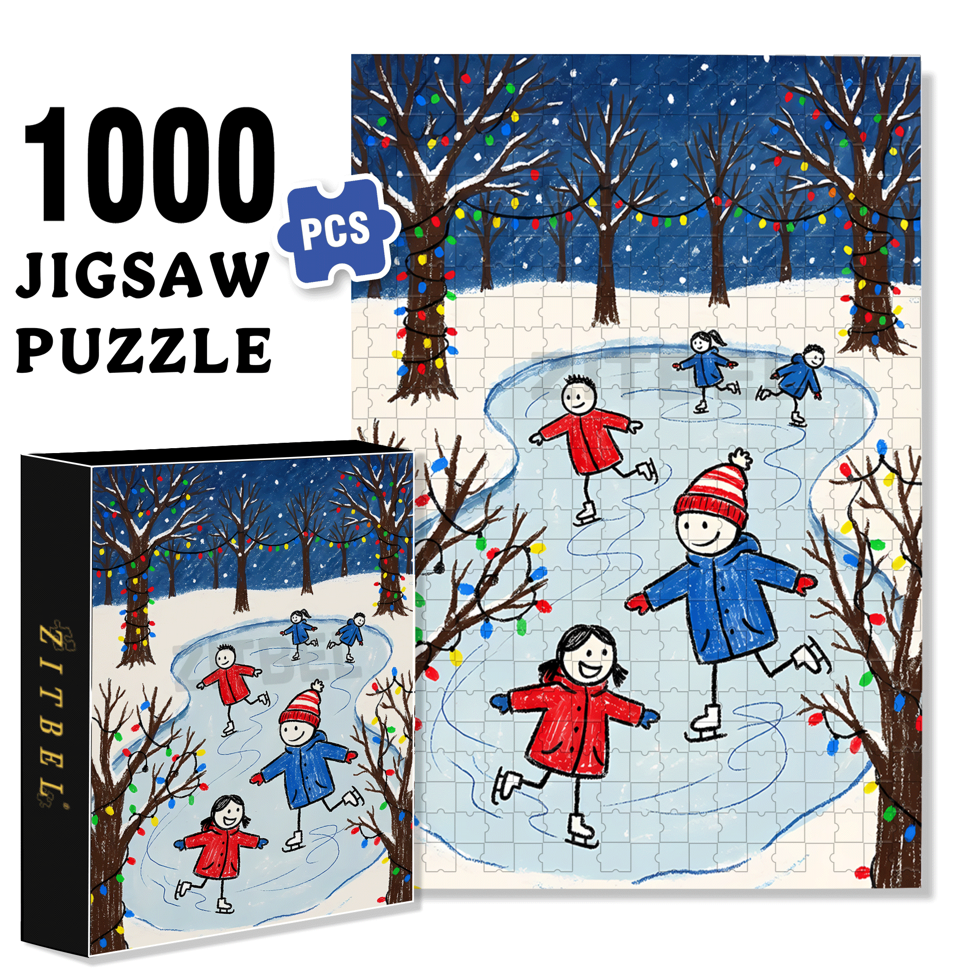 Ice Carnival 500pcs/1000pcs Jigsaw Puzzle, Scratch-Resistant, Interactive Family Game & Brain-Boosting DIY Decor, Perfect for Halloween, Christmas & New Year Gifts, Family Puzzle Game