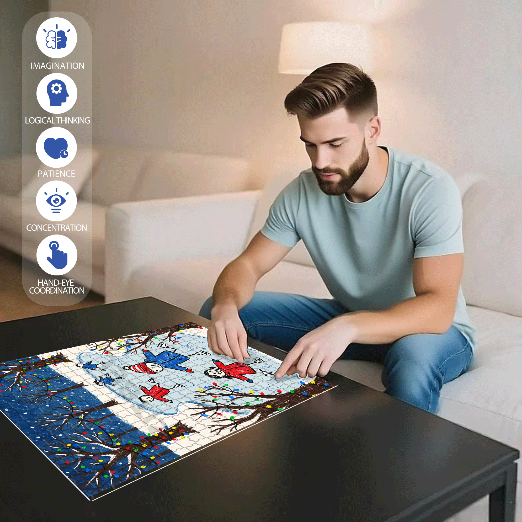 Ice Carnival 500pcs/1000pcs Jigsaw Puzzle, Scratch-Resistant, Interactive Family Game & Brain-Boosting DIY Decor, Perfect for Halloween, Christmas & New Year Gifts, Family Puzzle Game