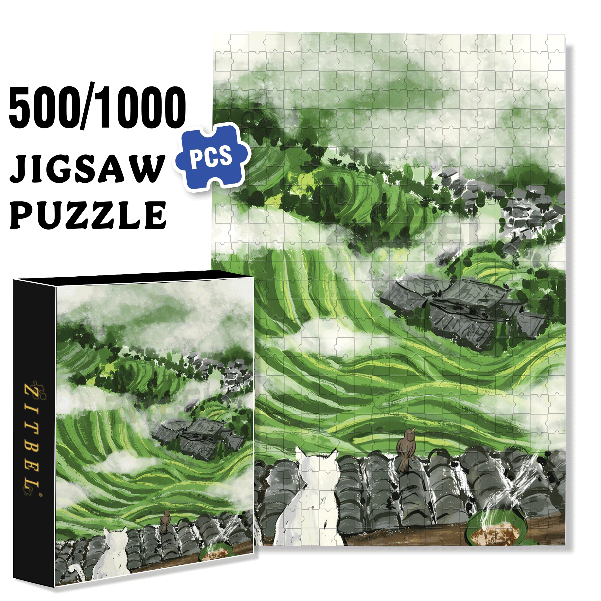 In The Cloud 500pcs/1000pcs Jigsaw Puzzle, Scratch-Resistant, Interactive Family Game & Brain-Boosting DIY Decor, Perfect for Halloween, Christmas & New Year Gifts, Family Puzzle Game