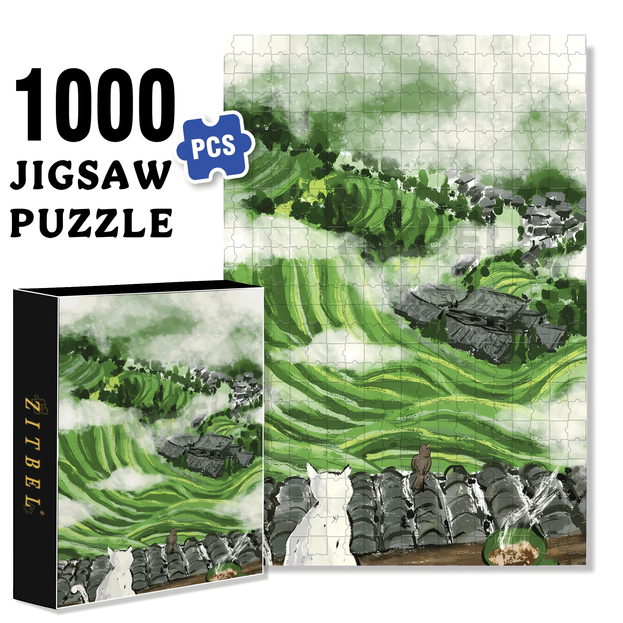 In The Cloud 500pcs/1000pcs Jigsaw Puzzle, Scratch-Resistant, Interactive Family Game & Brain-Boosting DIY Decor, Perfect for Halloween, Christmas & New Year Gifts, Family Puzzle Game