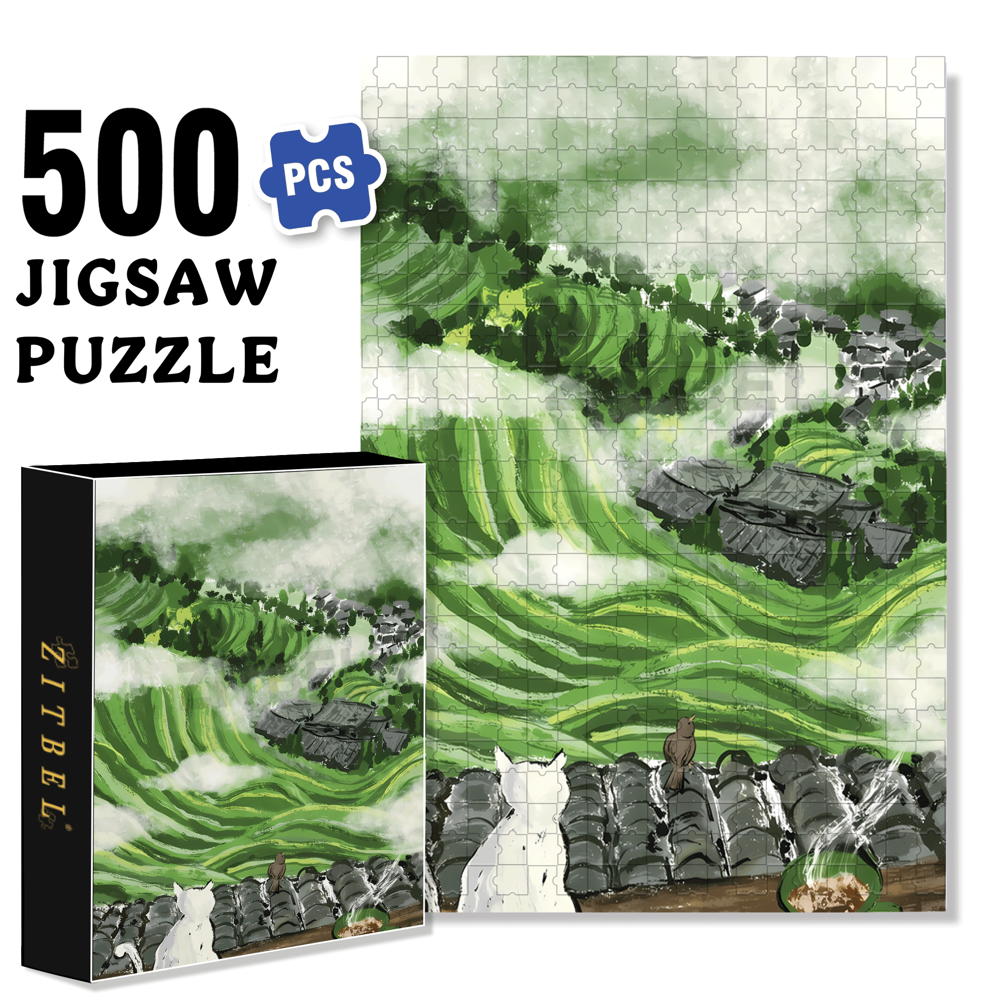 In The Cloud 500pcs/1000pcs Jigsaw Puzzle, Scratch-Resistant, Interactive Family Game & Brain-Boosting DIY Decor, Perfect for Halloween, Christmas & New Year Gifts, Family Puzzle Game