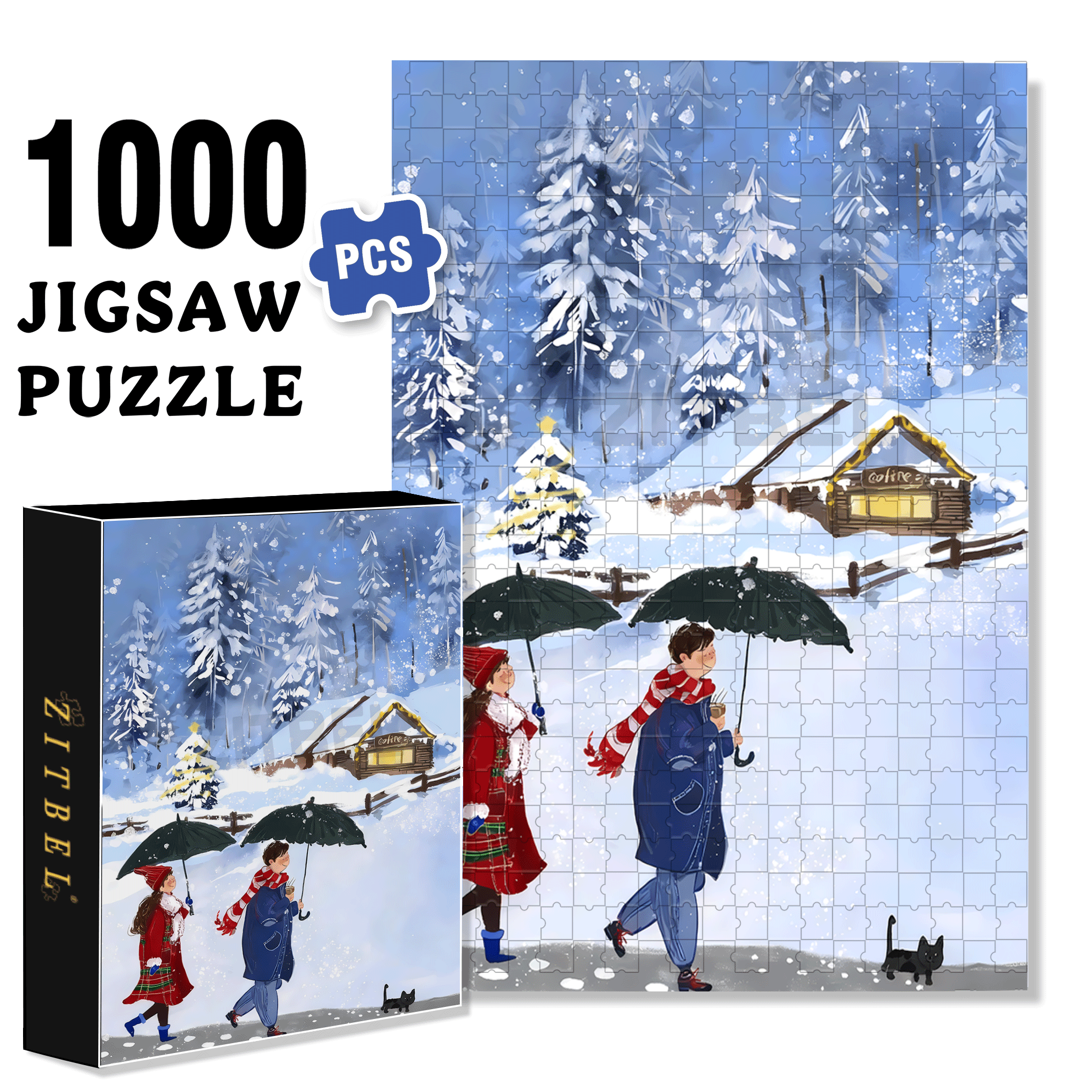 Is It Snowing There 500pcs/1000pcs Jigsaw Puzzle, Scratch-Resistant, Interactive Family Game & Brain-Boosting DIY Decor, Perfect for Halloween, Christmas & New Year Gifts, Family Puzzle Game