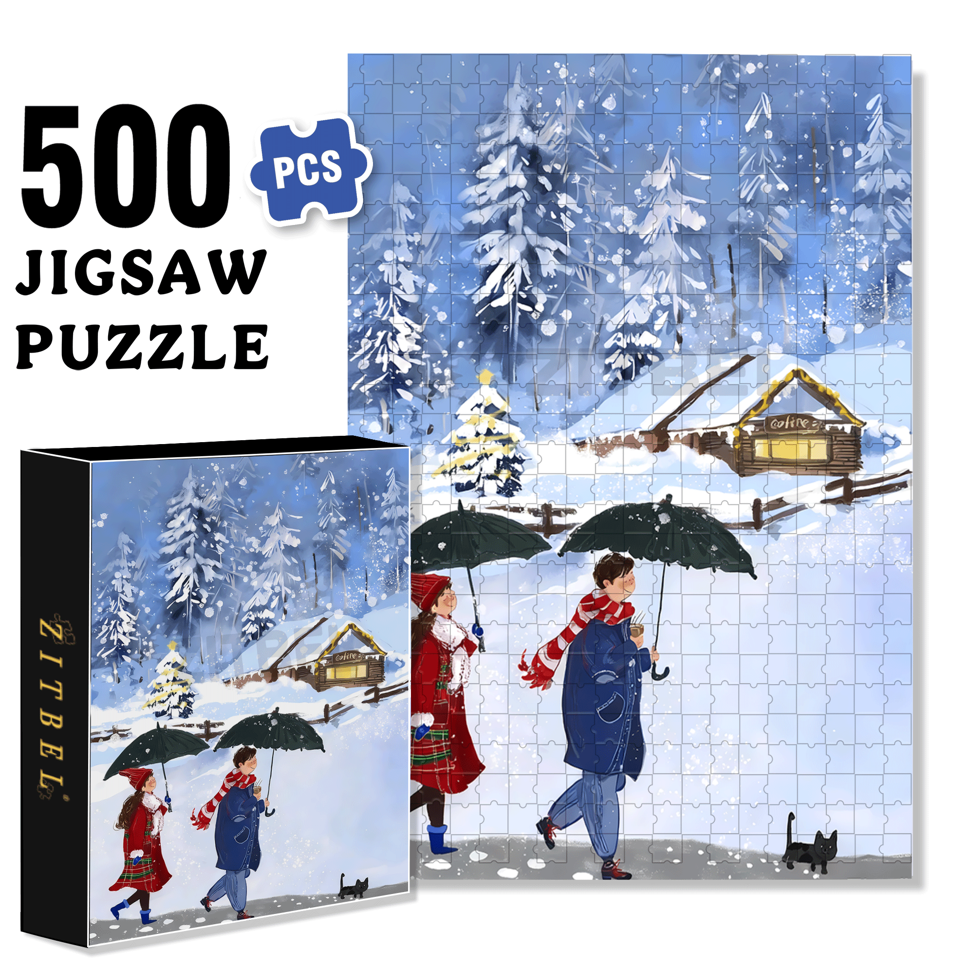 Is It Snowing There 500pcs/1000pcs Jigsaw Puzzle, Scratch-Resistant, Interactive Family Game & Brain-Boosting DIY Decor, Perfect for Halloween, Christmas & New Year Gifts, Family Puzzle Game