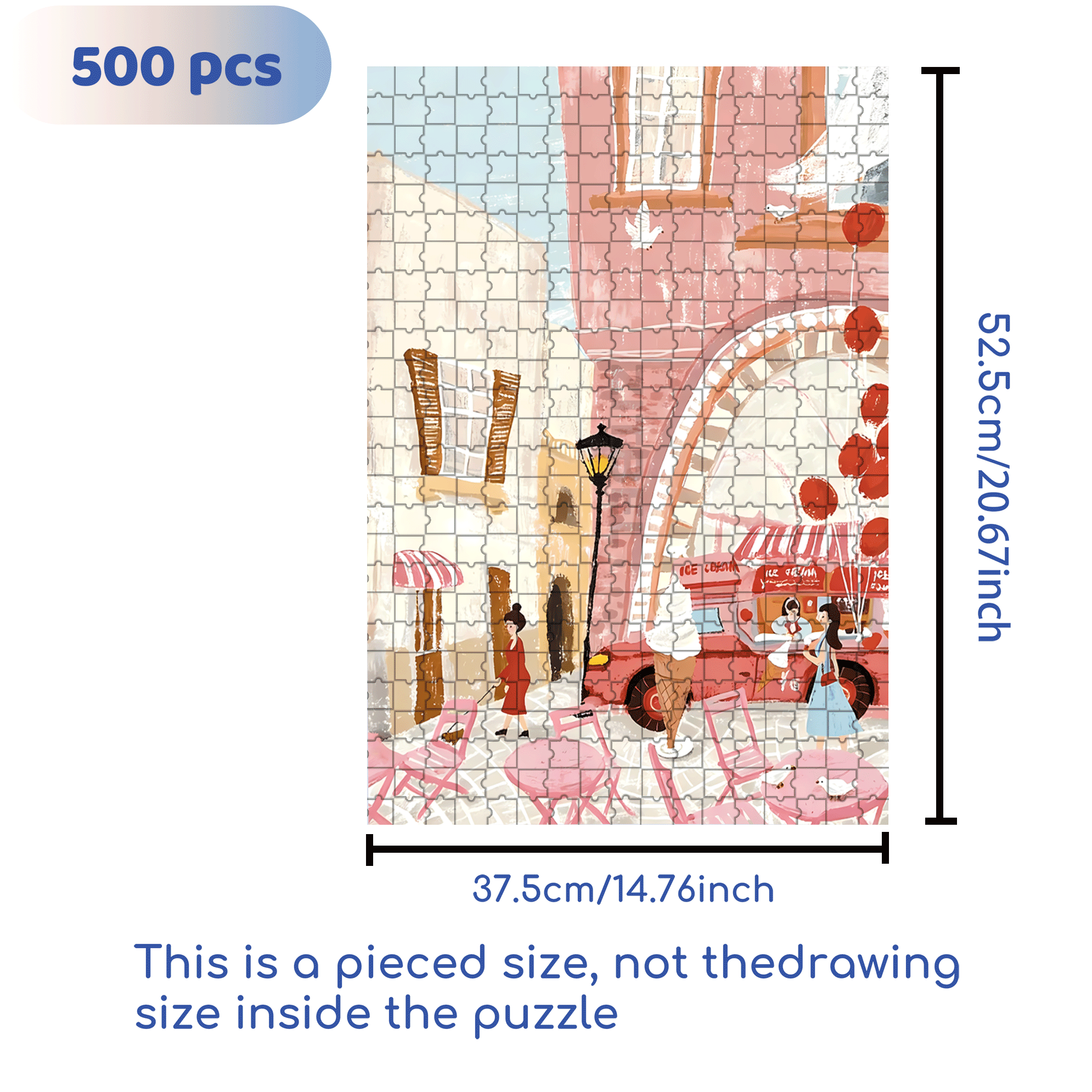 June Ice Cream 500pcs/1000pcs Jigsaw Puzzle, Scratch-Resistant, Interactive Family Game & Brain-Boosting DIY Decor, Perfect for Halloween, Christmas & New Year Gifts, Family Puzzle Game