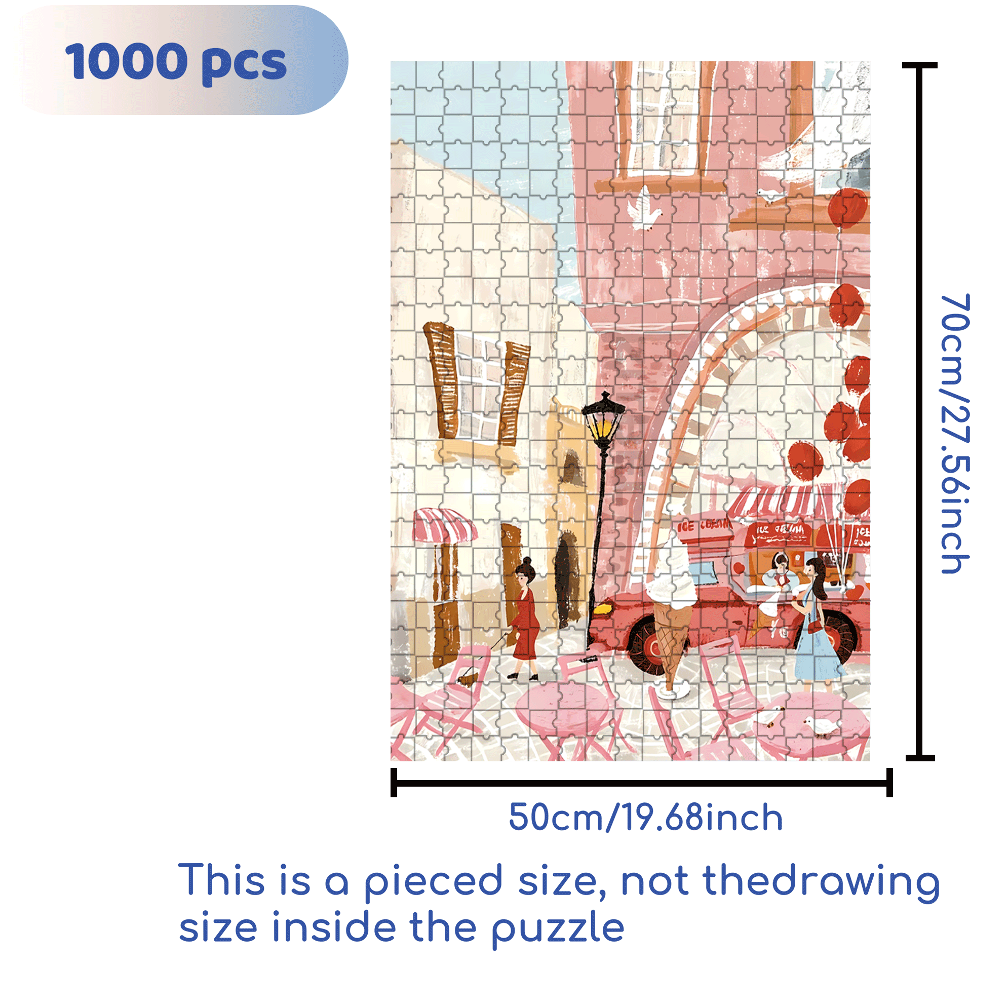 June Ice Cream 500pcs/1000pcs Jigsaw Puzzle, Scratch-Resistant, Interactive Family Game & Brain-Boosting DIY Decor, Perfect for Halloween, Christmas & New Year Gifts, Family Puzzle Game