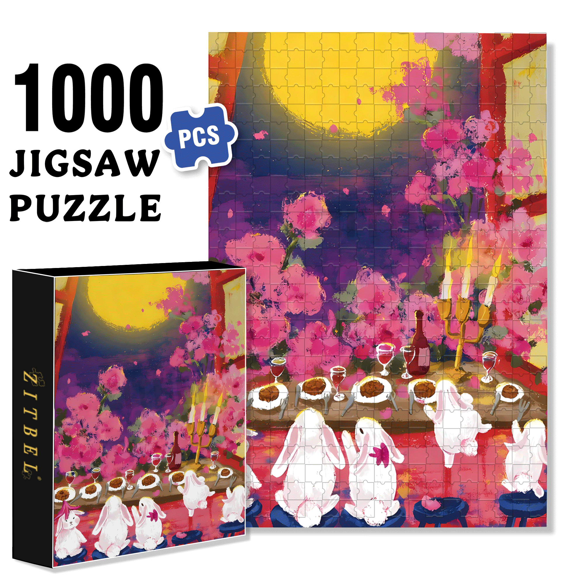 Look At The Moon 500pcs/1000pcs Jigsaw Puzzle, Scratch-Resistant, Interactive Family Game & Brain-Boosting DIY Decor, Perfect for Halloween, Christmas & New Year Gifts, Family Puzzle Game