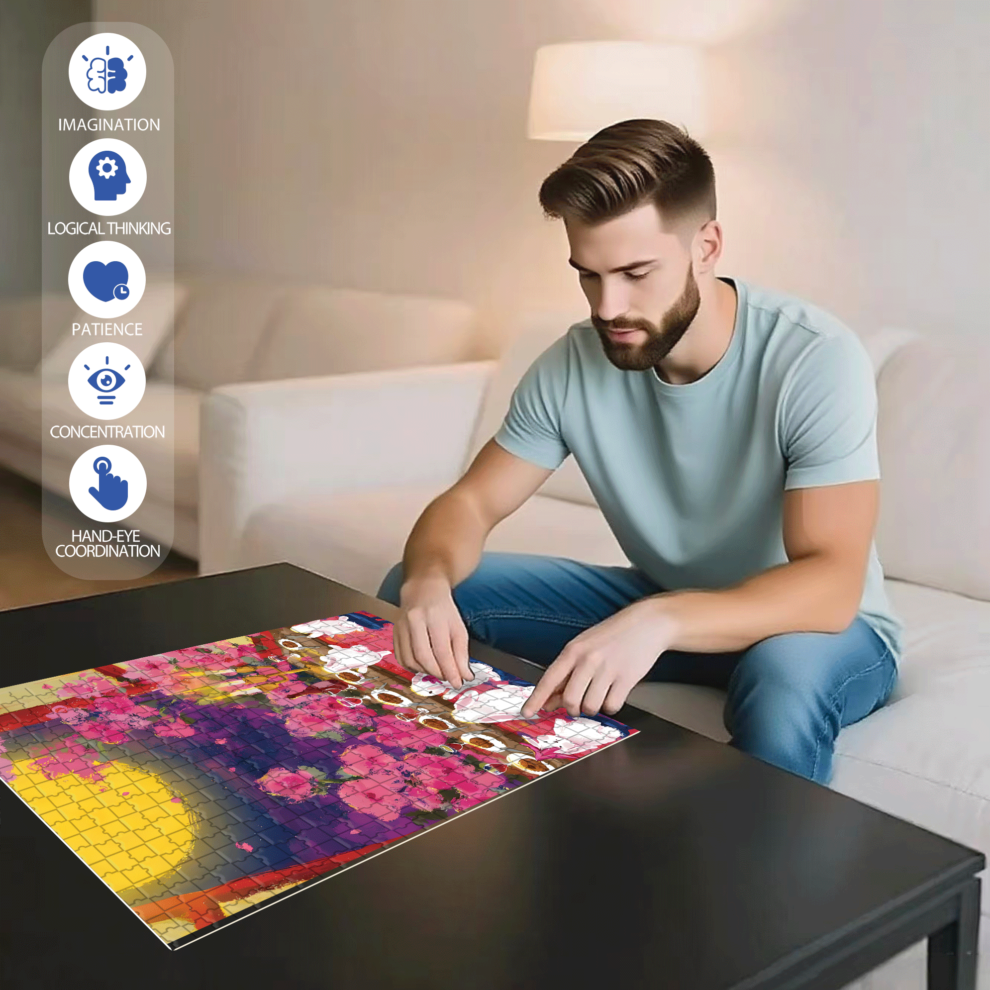 Look At The Moon 500pcs/1000pcs Jigsaw Puzzle, Scratch-Resistant, Interactive Family Game & Brain-Boosting DIY Decor, Perfect for Halloween, Christmas & New Year Gifts, Family Puzzle Game