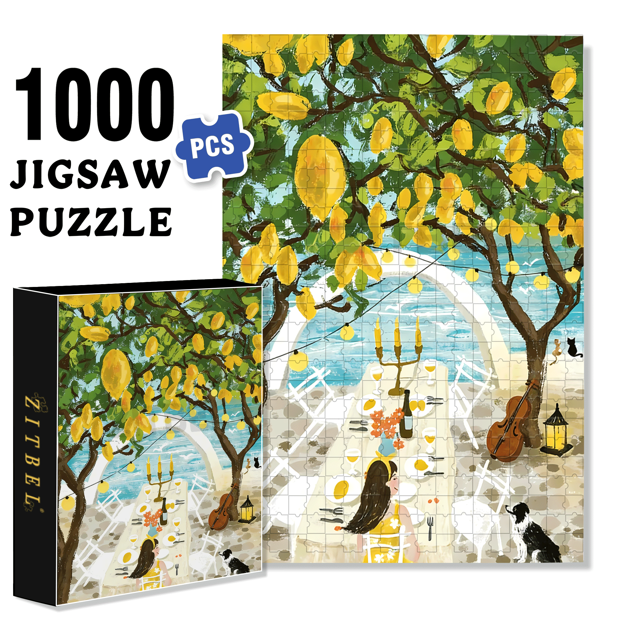 Love of Lemon Tree 500pcs/1000pcs Jigsaw Puzzle, Scratch-Resistant, Interactive Family Game & Brain-Boosting DIY Decor, Perfect for Halloween, Christmas & New Year Gifts, Family Puzzle Game