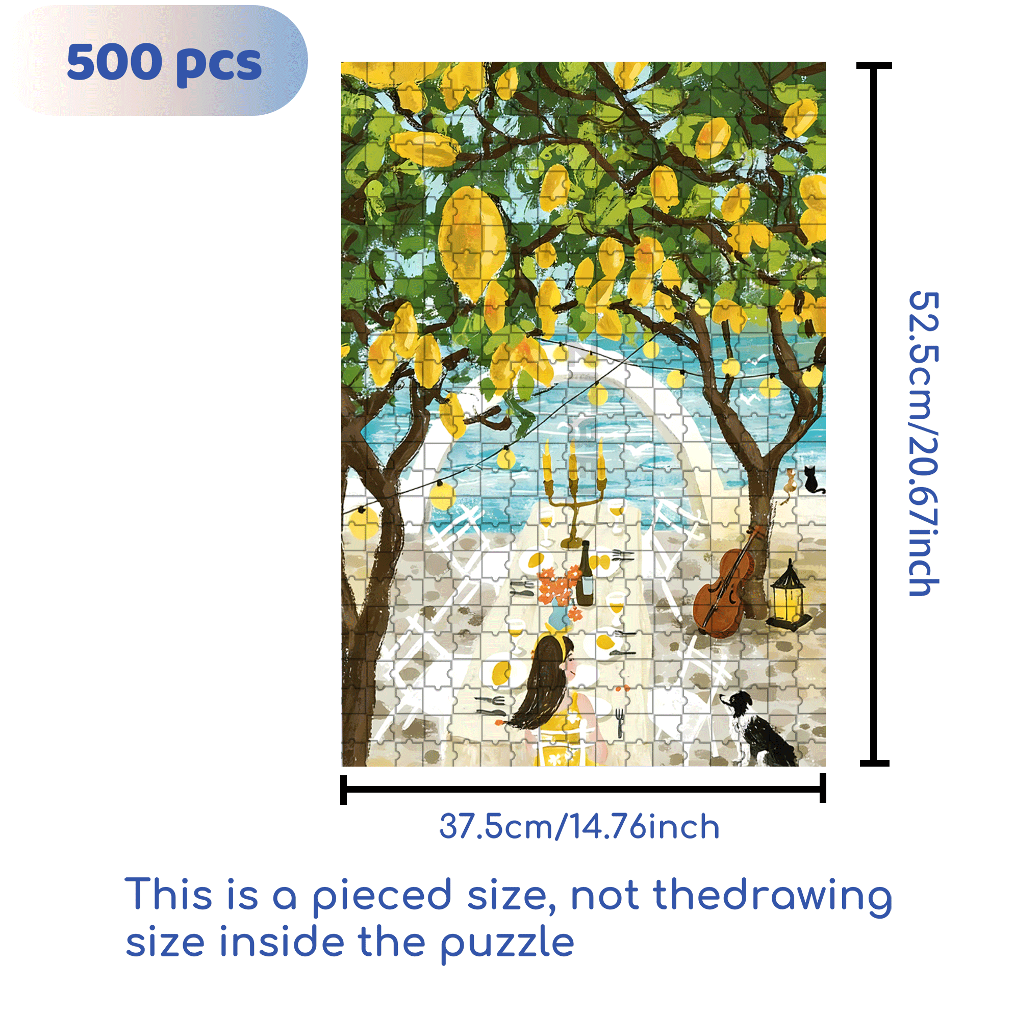 Love of Lemon Tree 500pcs/1000pcs Jigsaw Puzzle, Scratch-Resistant, Interactive Family Game & Brain-Boosting DIY Decor, Perfect for Halloween, Christmas & New Year Gifts, Family Puzzle Game