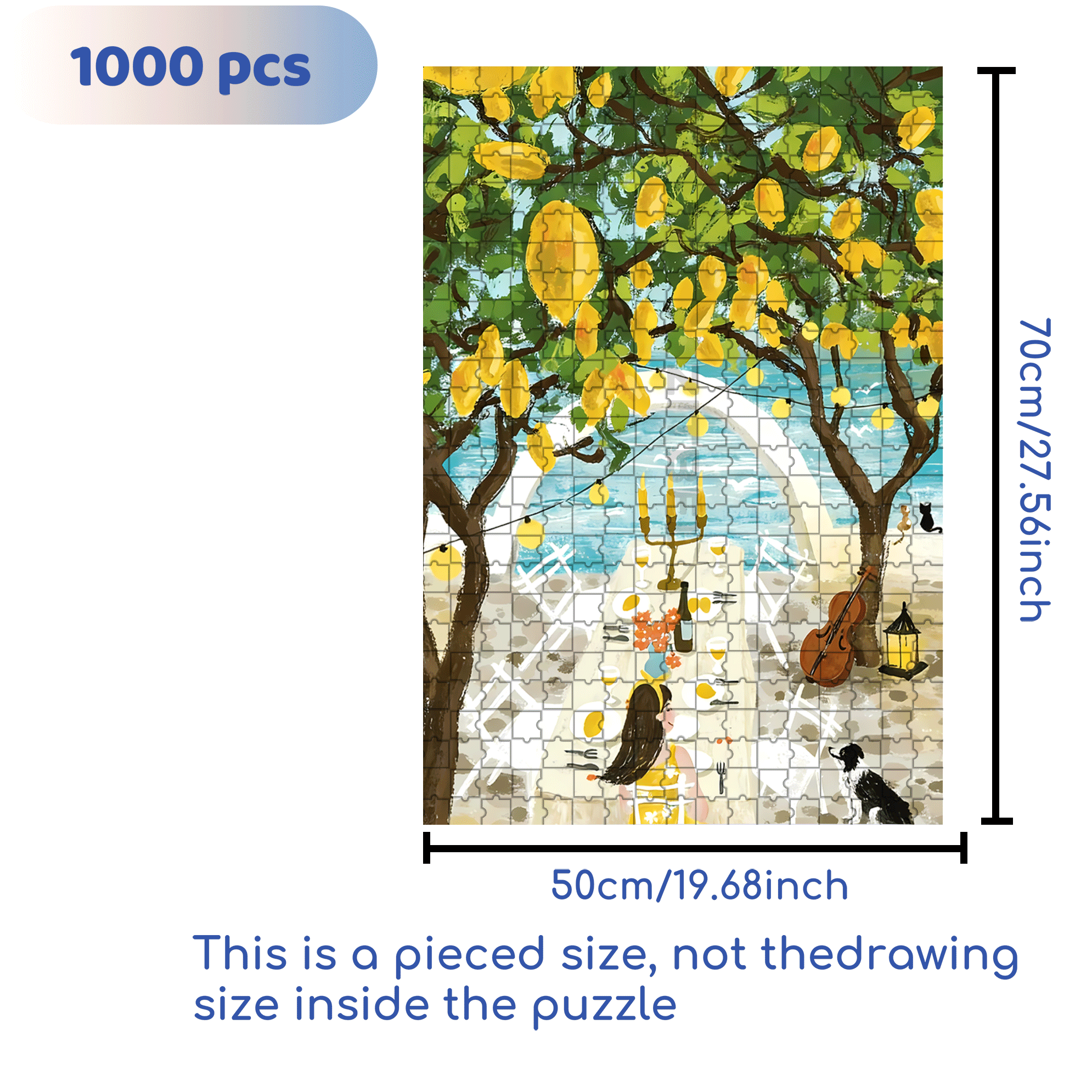 Love of Lemon Tree 500pcs/1000pcs Jigsaw Puzzle, Scratch-Resistant, Interactive Family Game & Brain-Boosting DIY Decor, Perfect for Halloween, Christmas & New Year Gifts, Family Puzzle Game