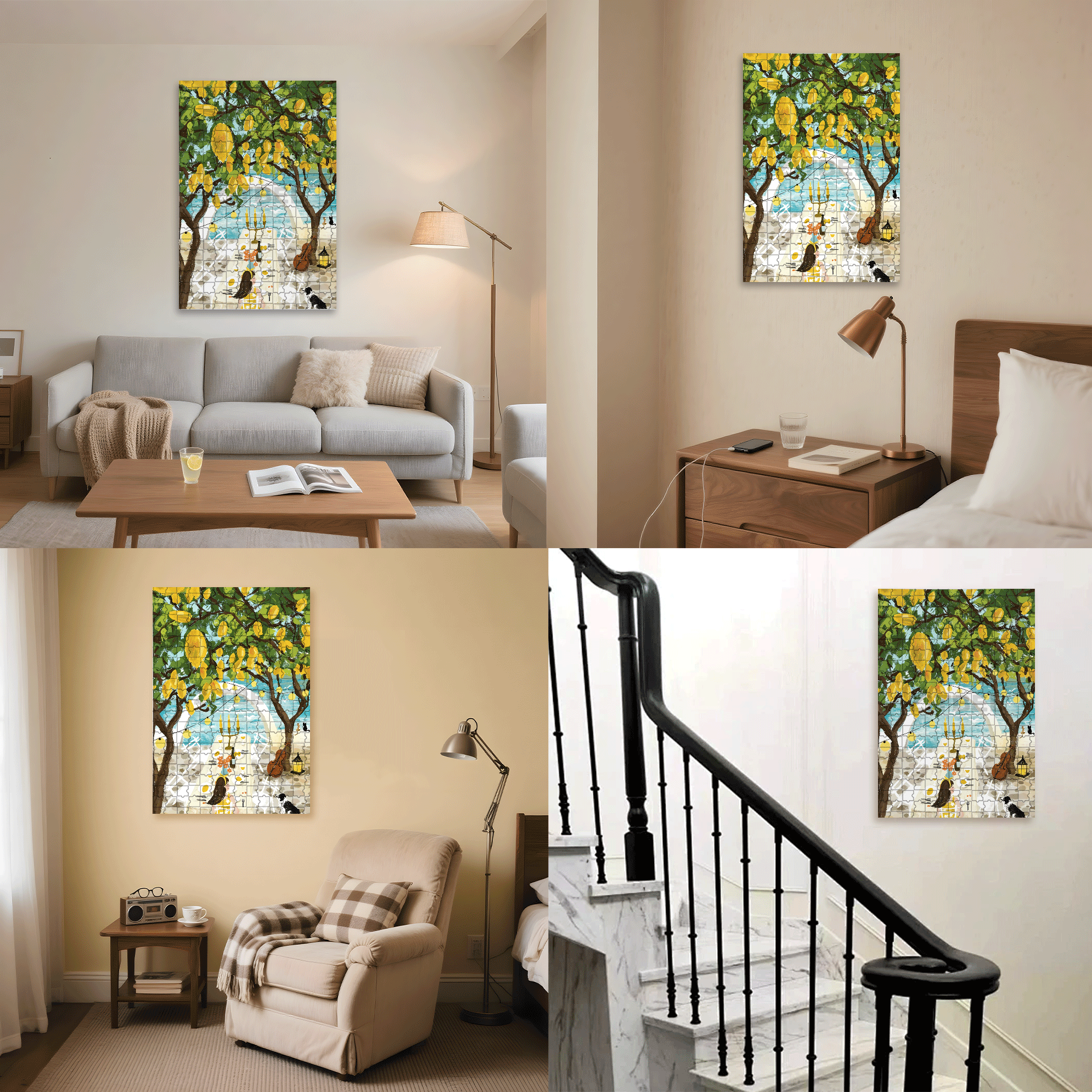 Love of Lemon Tree 500pcs/1000pcs Jigsaw Puzzle, Scratch-Resistant, Interactive Family Game & Brain-Boosting DIY Decor, Perfect for Halloween, Christmas & New Year Gifts, Family Puzzle Game