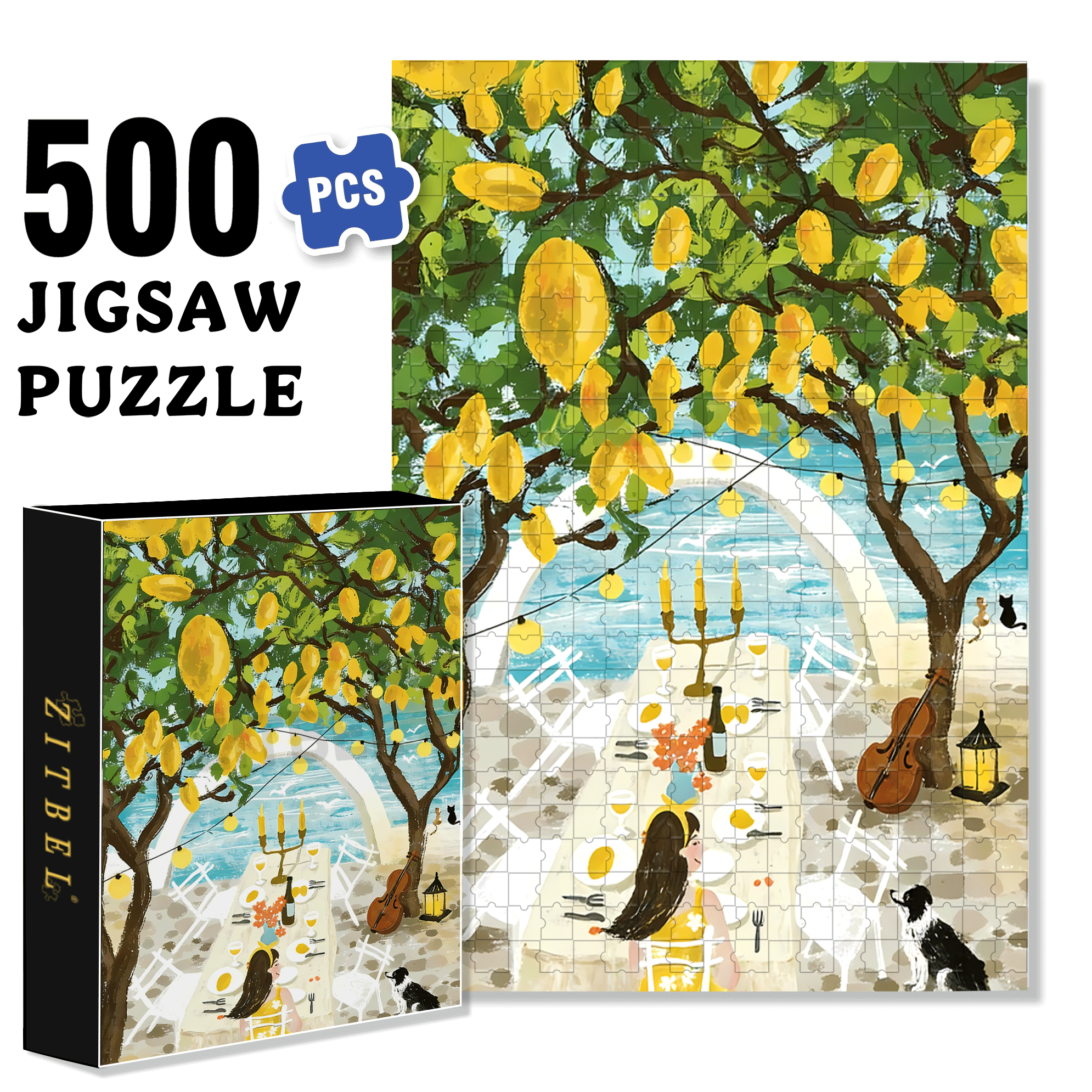 Love of Lemon Tree 500pcs/1000pcs Jigsaw Puzzle, Scratch-Resistant, Interactive Family Game & Brain-Boosting DIY Decor, Perfect for Halloween, Christmas & New Year Gifts, Family Puzzle Game