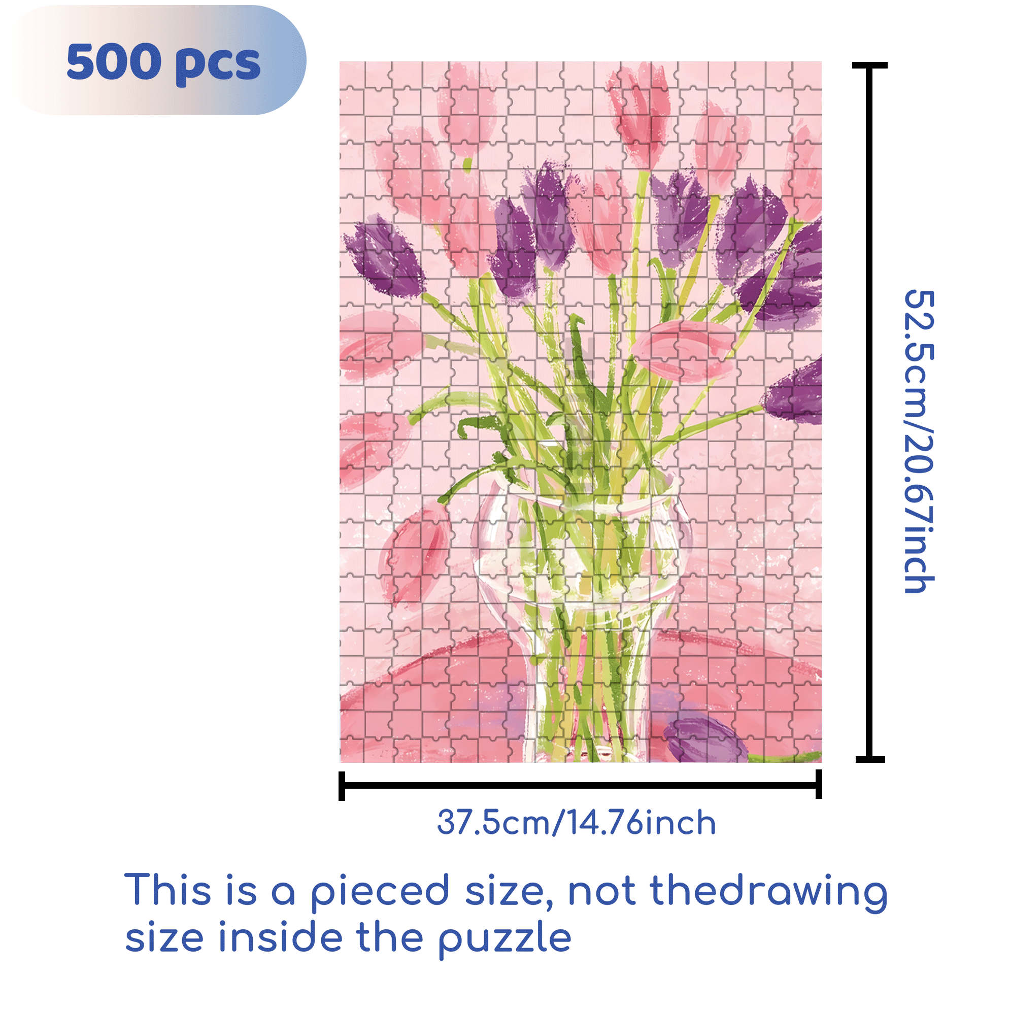 March Tulips 500pcs/1000pcs Jigsaw Puzzle, Scratch-Resistant, Interactive Family Game & Brain-Boosting DIY Decor, Perfect for Halloween, Christmas & New Year Gifts, Family Puzzle Game