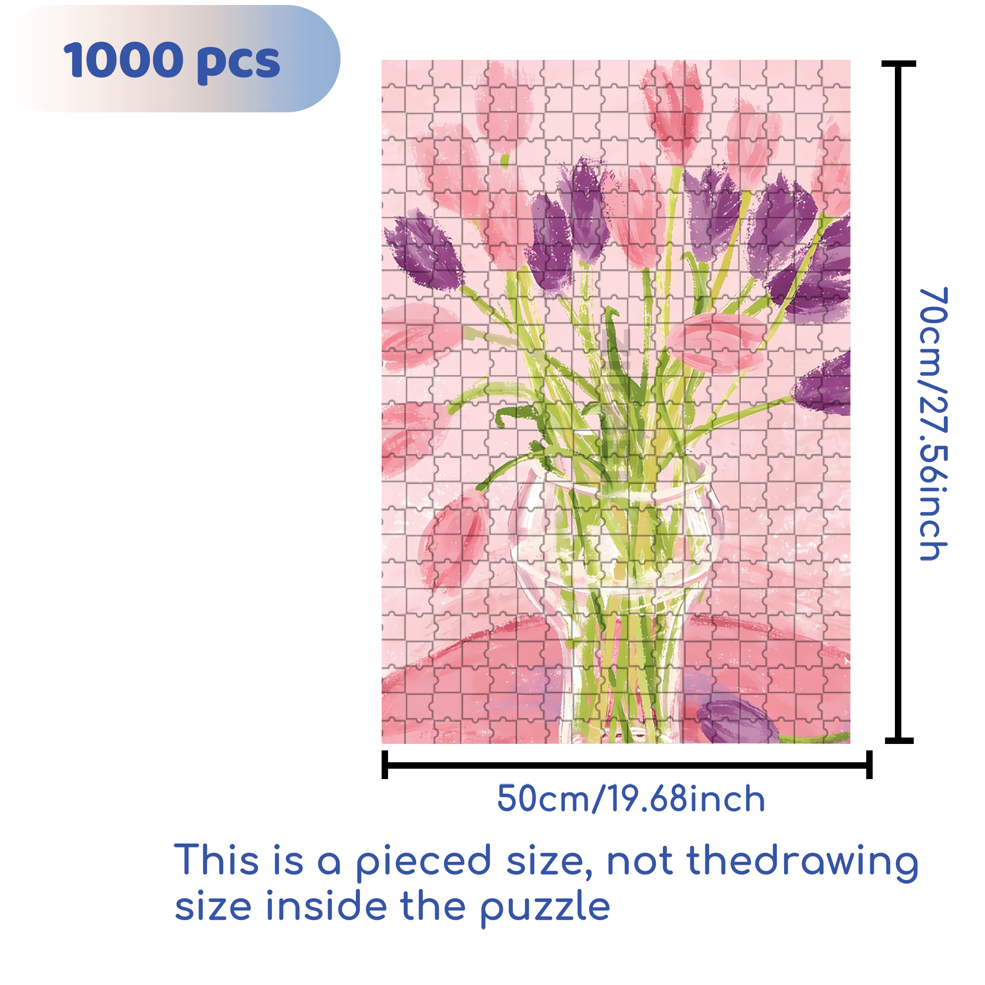 March Tulips 500pcs/1000pcs Jigsaw Puzzle, Scratch-Resistant, Interactive Family Game & Brain-Boosting DIY Decor, Perfect for Halloween, Christmas & New Year Gifts, Family Puzzle Game