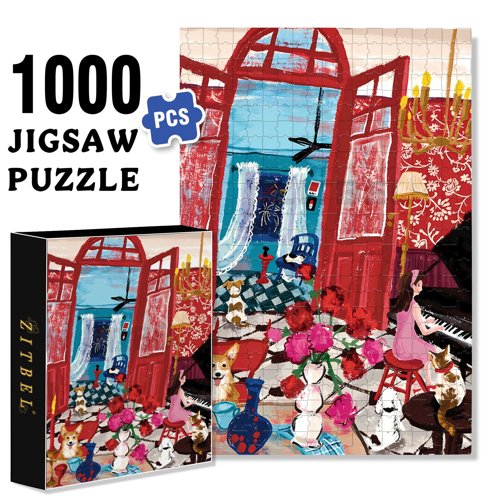 New Year's Listening 500pcs/1000pcs Jigsaw Puzzle, Scratch-Resistant, Interactive Family Game & Brain-Boosting DIY Decor, Perfect for Halloween, Christmas & New Year Gifts, Family Puzzle Game