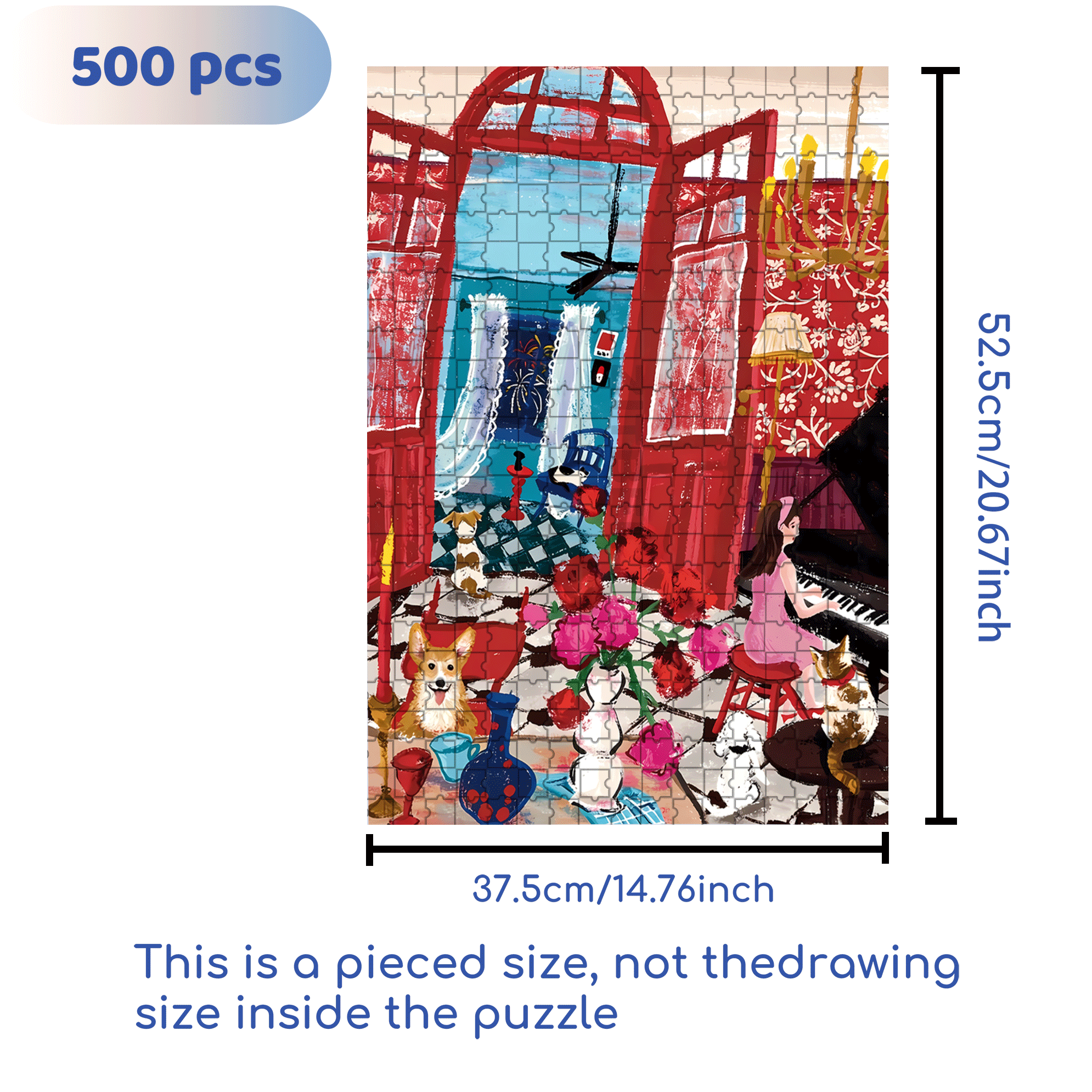 New Year's Listening 500pcs/1000pcs Jigsaw Puzzle, Scratch-Resistant, Interactive Family Game & Brain-Boosting DIY Decor, Perfect for Halloween, Christmas & New Year Gifts, Family Puzzle Game