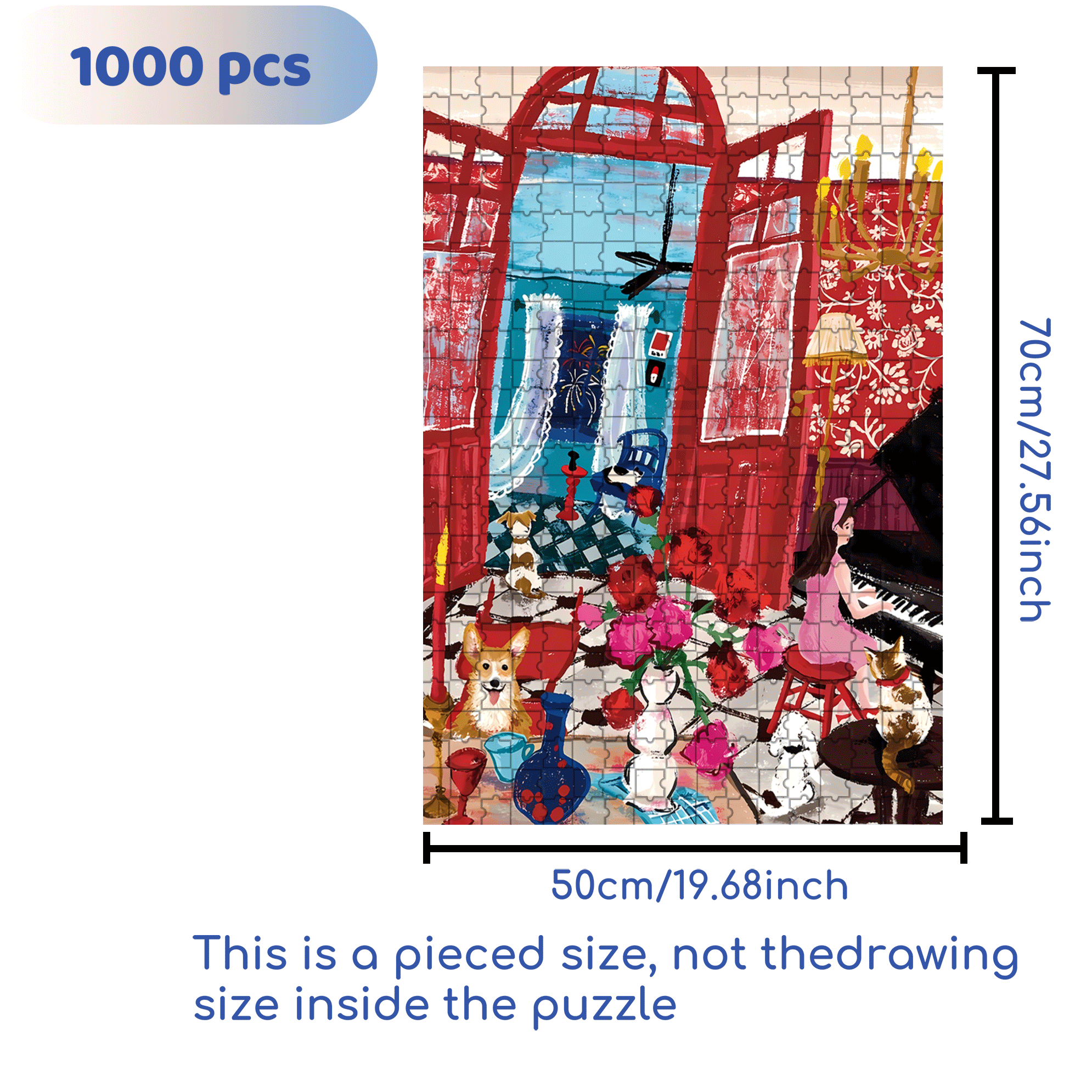 New Year's Listening 500pcs/1000pcs Jigsaw Puzzle, Scratch-Resistant, Interactive Family Game & Brain-Boosting DIY Decor, Perfect for Halloween, Christmas & New Year Gifts, Family Puzzle Game