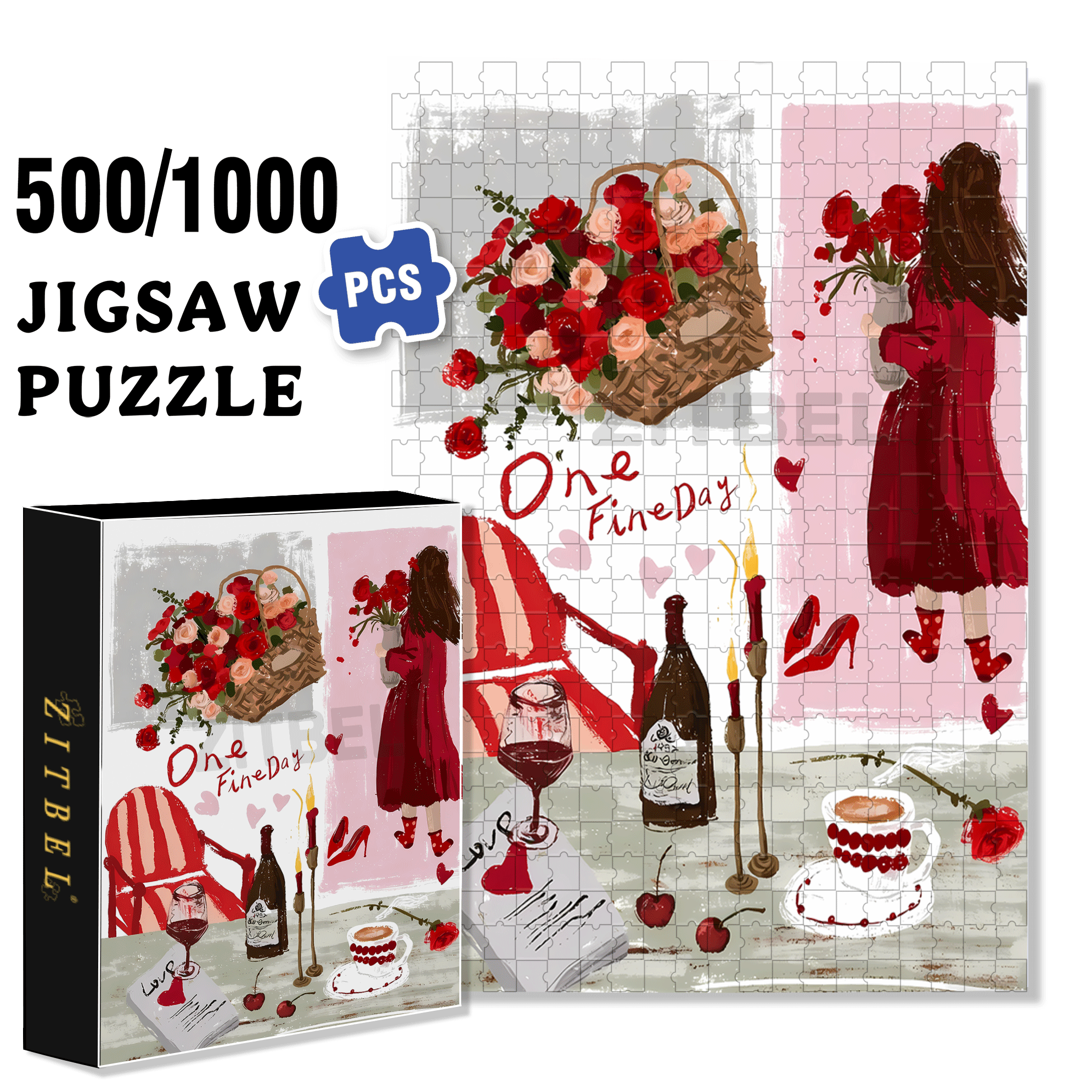 One Fineday 500pcs/1000pcs Jigsaw Puzzle, Scratch-Resistant, Interactive Family Game & Brain-Boosting DIY Decor, Perfect for Halloween, Christmas & New Year Gifts, Family Puzzle Game
