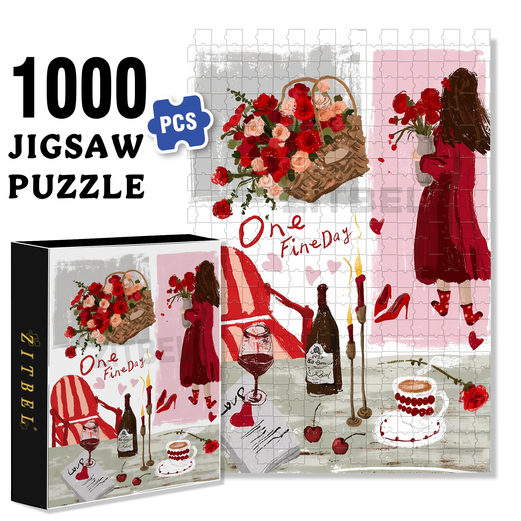 One Fineday 500pcs/1000pcs Jigsaw Puzzle, Scratch-Resistant, Interactive Family Game & Brain-Boosting DIY Decor, Perfect for Halloween, Christmas & New Year Gifts, Family Puzzle Game