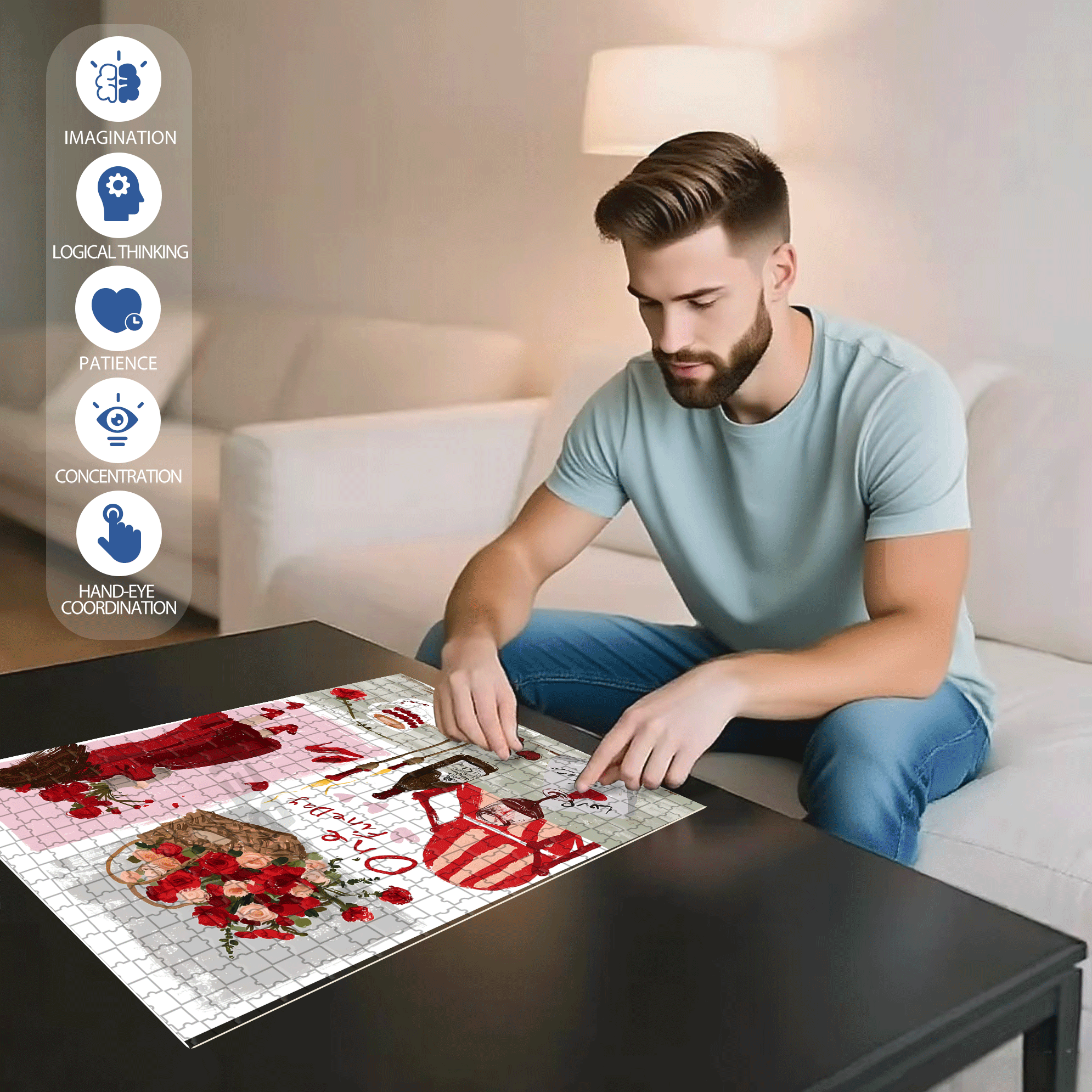 One Fineday 500pcs/1000pcs Jigsaw Puzzle, Scratch-Resistant, Interactive Family Game & Brain-Boosting DIY Decor, Perfect for Halloween, Christmas & New Year Gifts, Family Puzzle Game