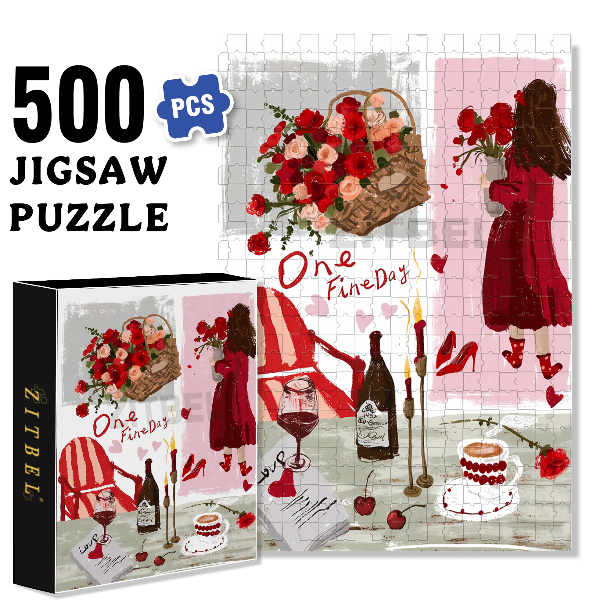 One Fineday 500pcs/1000pcs Jigsaw Puzzle, Scratch-Resistant, Interactive Family Game & Brain-Boosting DIY Decor, Perfect for Halloween, Christmas & New Year Gifts, Family Puzzle Game