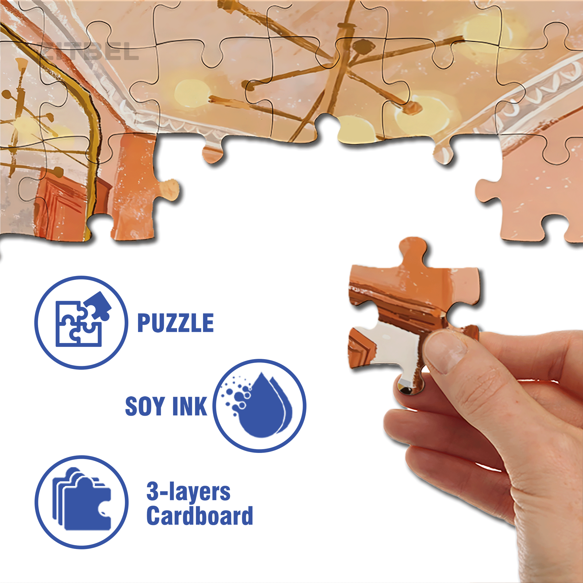 Orange Room 500pcs/1000pcs Jigsaw Puzzle, Scratch-Resistant, Interactive Family Game & Brain-Boosting DIY Decor, Perfect for Halloween, Christmas & New Year Gifts, Family Puzzle Game