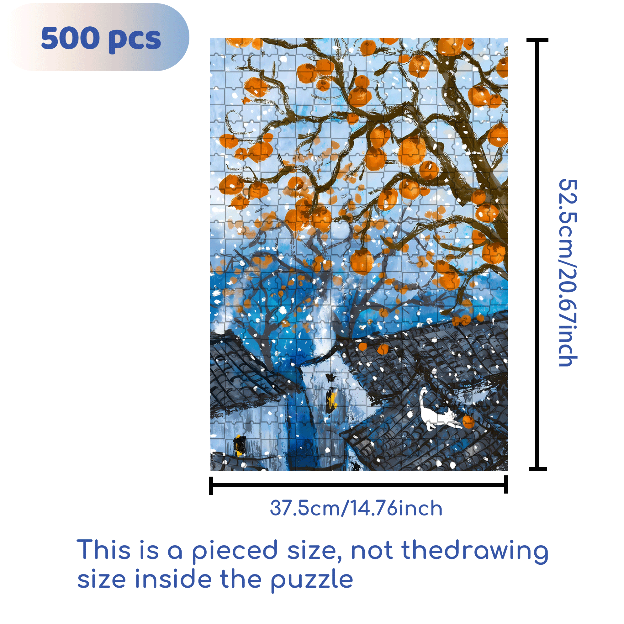Persimmons Are Ripe 500pcs/1000pcs Jigsaw Puzzle, Scratch-Resistant, Interactive Family Game & Brain-Boosting DIY Decor, Perfect for Halloween, Christmas & New Year Gifts, Family Puzzle Game