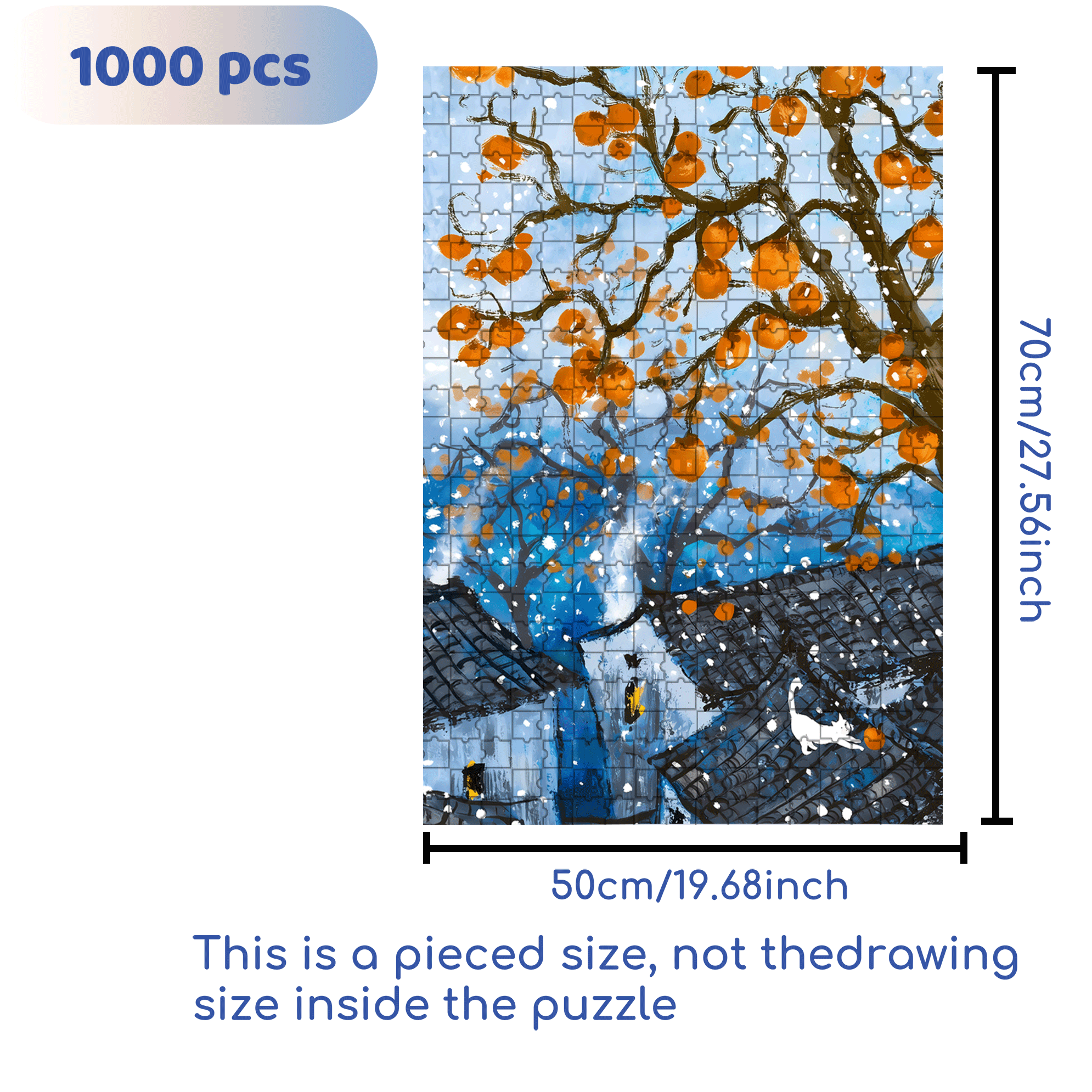 Persimmons Are Ripe 500pcs/1000pcs Jigsaw Puzzle, Scratch-Resistant, Interactive Family Game & Brain-Boosting DIY Decor, Perfect for Halloween, Christmas & New Year Gifts, Family Puzzle Game
