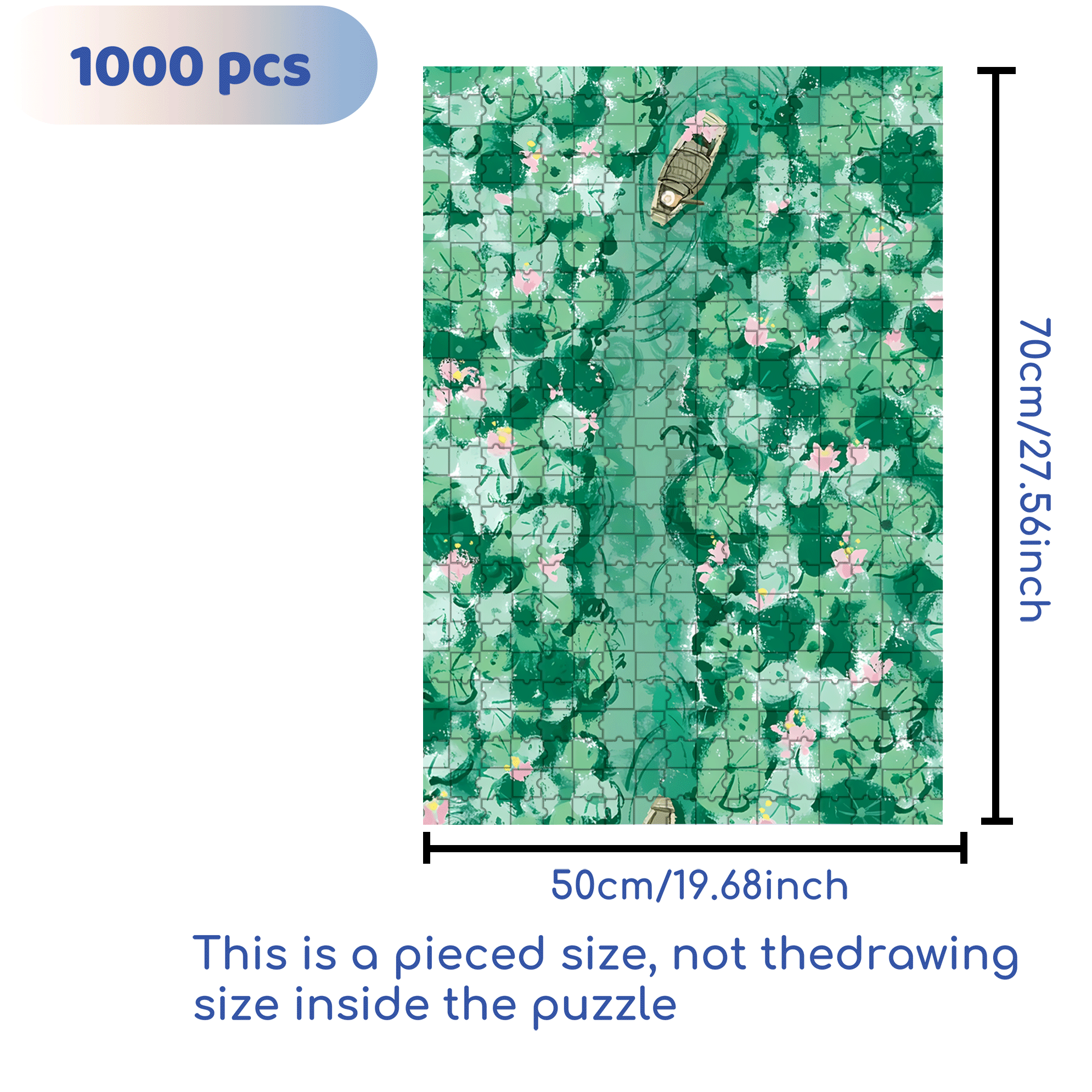 Summer Lotus Pond 2 500pcs/1000pcs Jigsaw Puzzle, Scratch-Resistant, Interactive Family Game & Brain-Boosting DIY Decor, Perfect for Halloween, Christmas & New Year Gifts, Family Puzzle Game