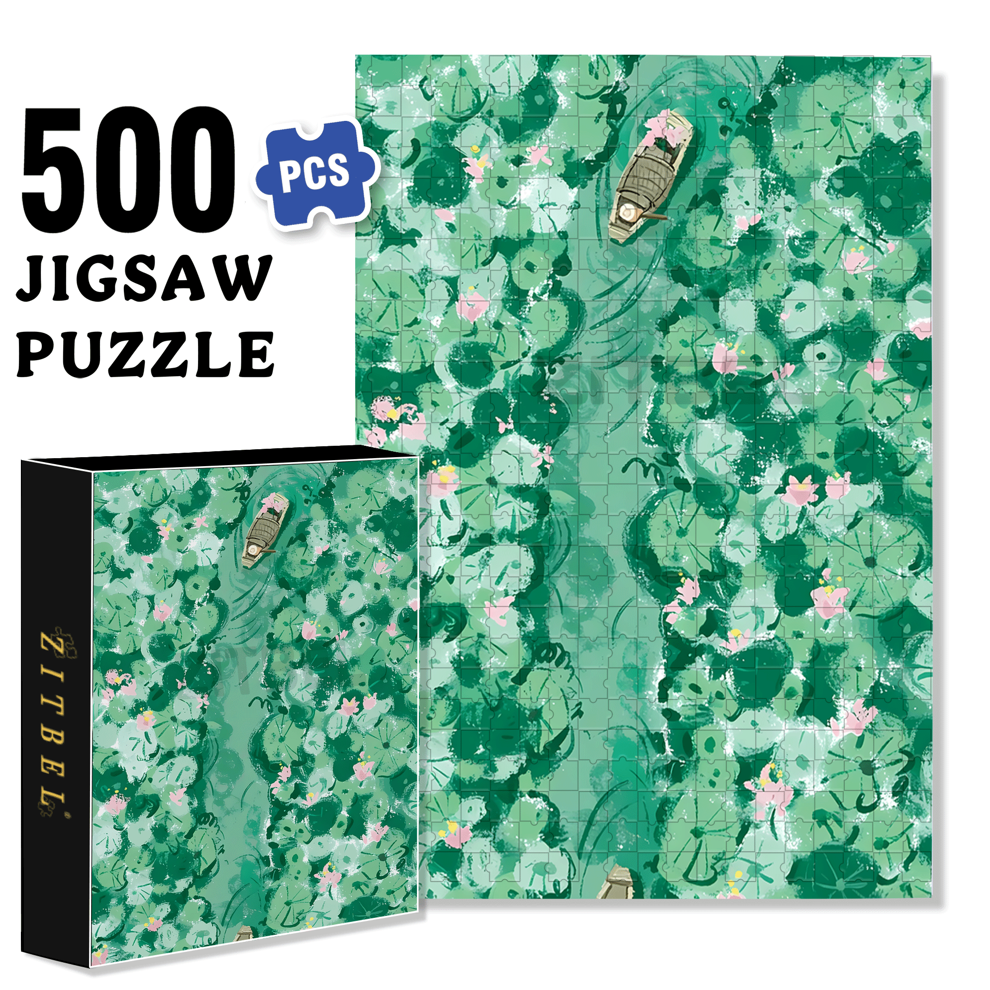 Summer Lotus Pond 2 500pcs/1000pcs Jigsaw Puzzle, Scratch-Resistant, Interactive Family Game & Brain-Boosting DIY Decor, Perfect for Halloween, Christmas & New Year Gifts, Family Puzzle Game