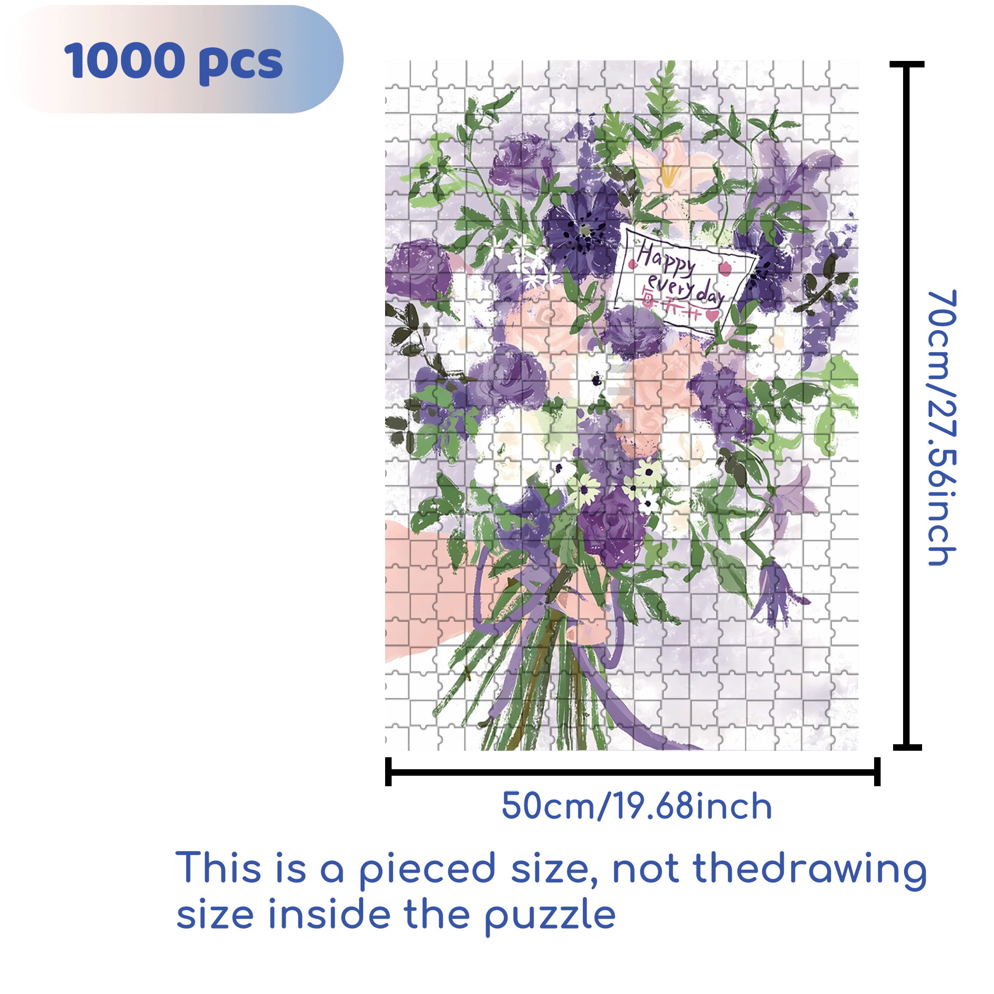 A Bouquet Of Purple On The Weekend 500pcs/1000pcs Jigsaw Puzzle, Scratch-Resistant, Interactive Family Game & Brain-Boosting DIY Decor, Perfect for Halloween, Christmas & New Year Gifts, Family Puzzle Game