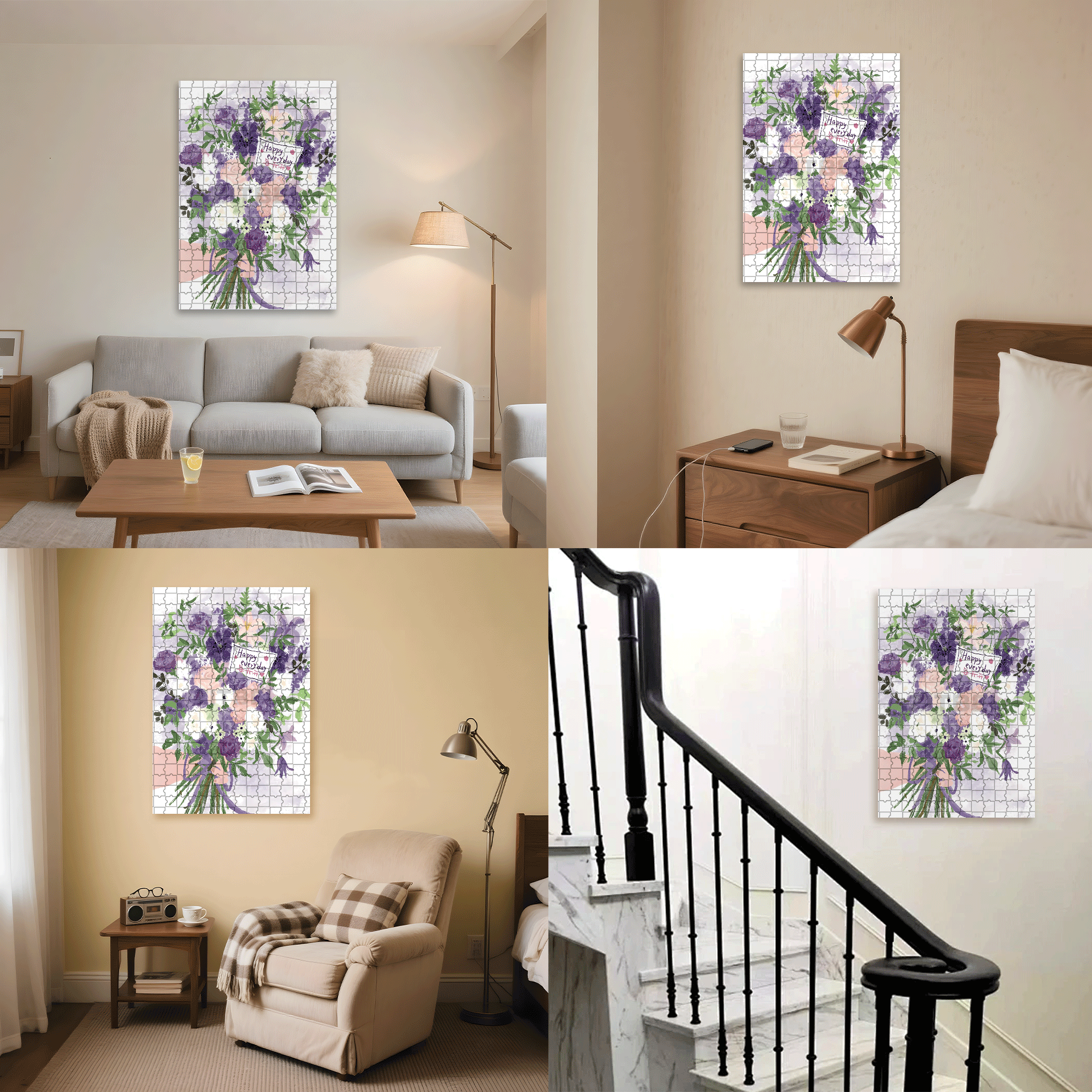 A Bouquet Of Purple On The Weekend 500pcs/1000pcs Jigsaw Puzzle, Scratch-Resistant, Interactive Family Game & Brain-Boosting DIY Decor, Perfect for Halloween, Christmas & New Year Gifts, Family Puzzle Game