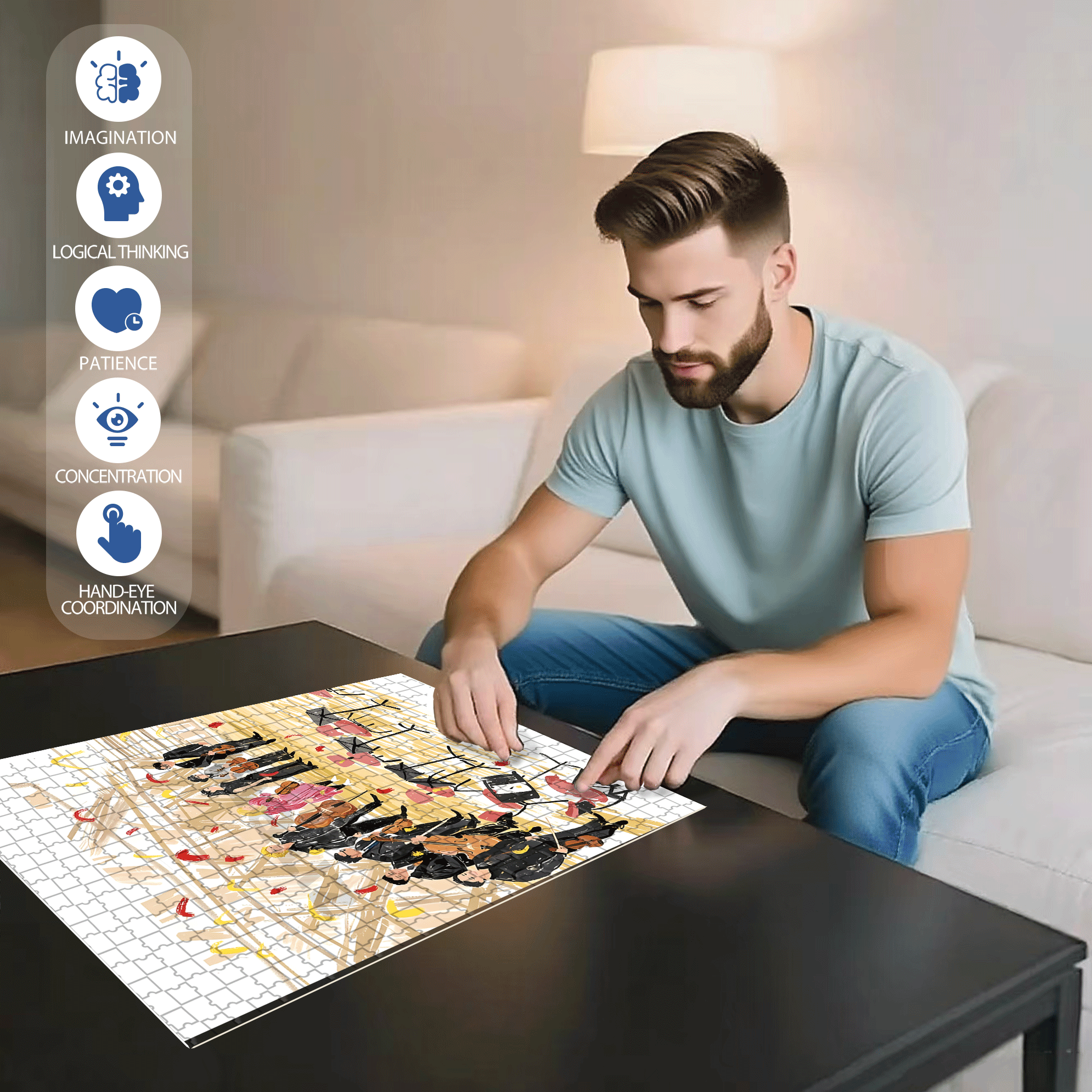 Applause Moment 500pcs/1000pcs Jigsaw Puzzle, Scratch-Resistant, Interactive Family Game & Brain-Boosting DIY Decor, Perfect for Halloween, Christmas & New Year Gifts, Family Puzzle Game
