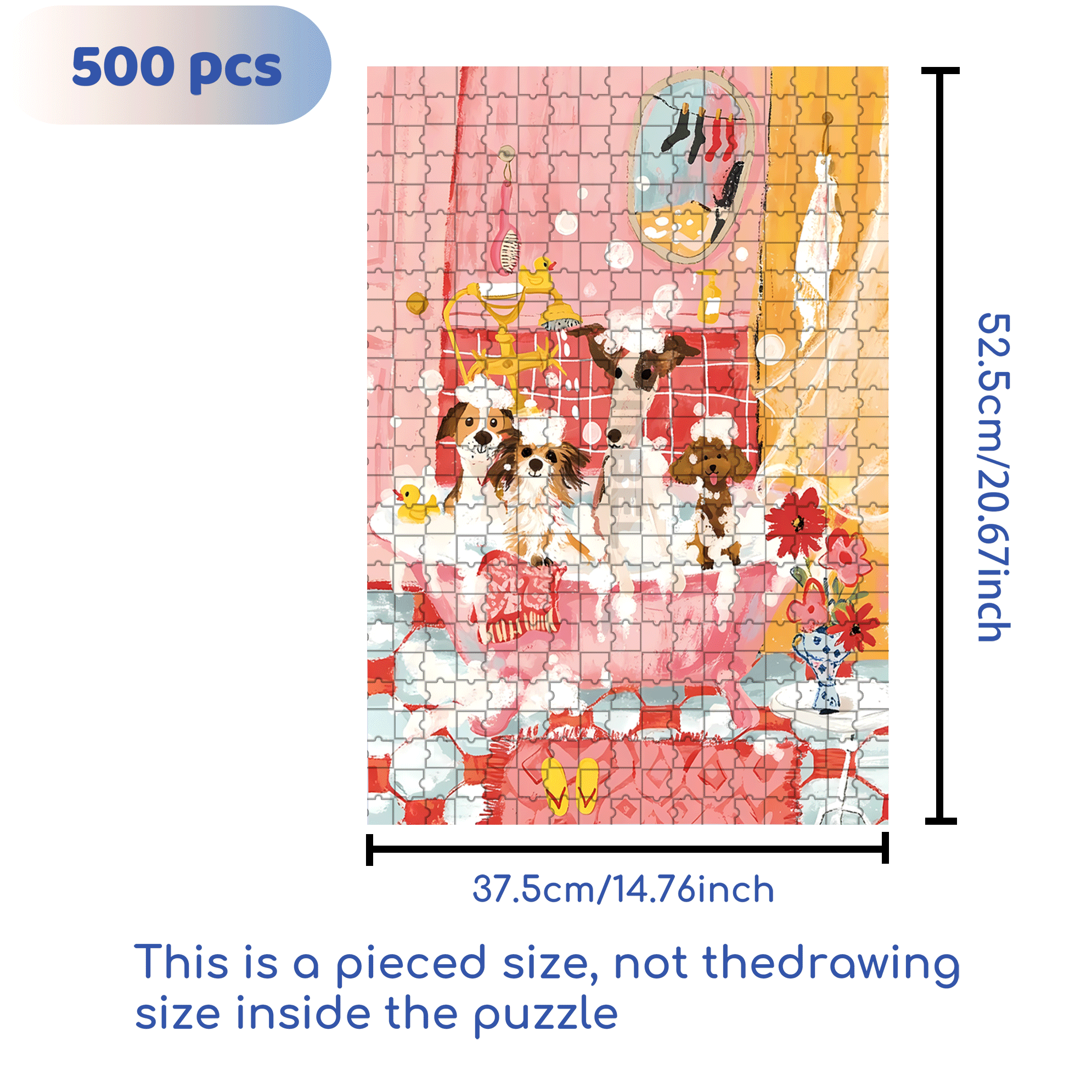 Bathroom Dog Party 500pcs/1000pcs Jigsaw Puzzle, Scratch-Resistant, Interactive Family Game & Brain-Boosting DIY Decor, Perfect for Halloween, Christmas & New Year Gifts, Family Puzzle Game