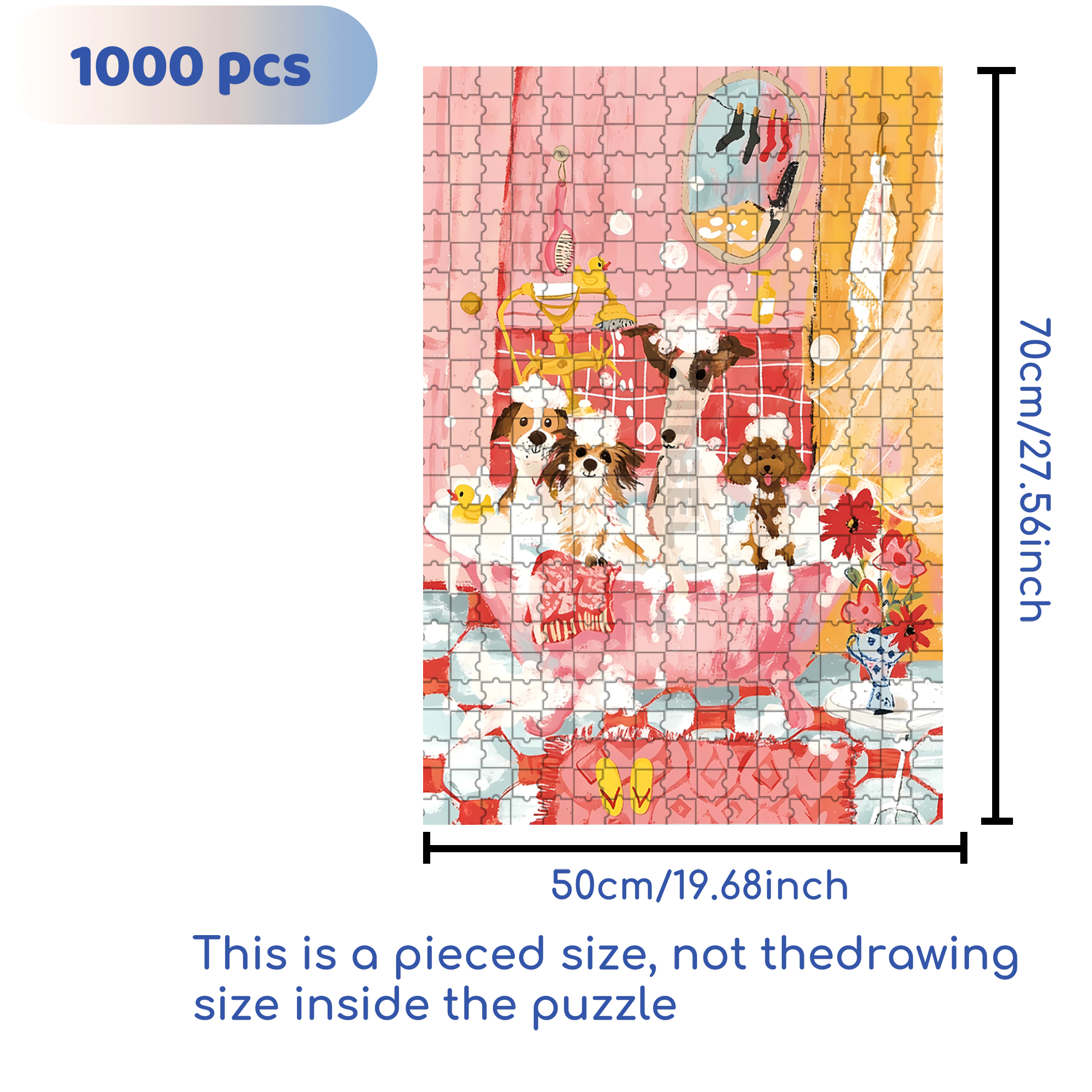 Bathroom Dog Party 500pcs/1000pcs Jigsaw Puzzle, Scratch-Resistant, Interactive Family Game & Brain-Boosting DIY Decor, Perfect for Halloween, Christmas & New Year Gifts, Family Puzzle Game