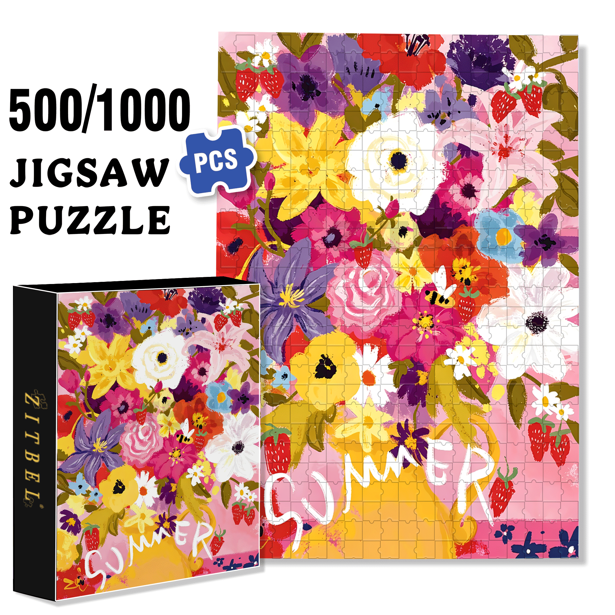 Beautiful Flowers In May 500pcs/1000pcs Jigsaw Puzzle, Scratch-Resistant, Interactive Family Game & Brain-Boosting DIY Decor, Perfect for Halloween, Christmas & New Year Gifts, Family Puzzle Game