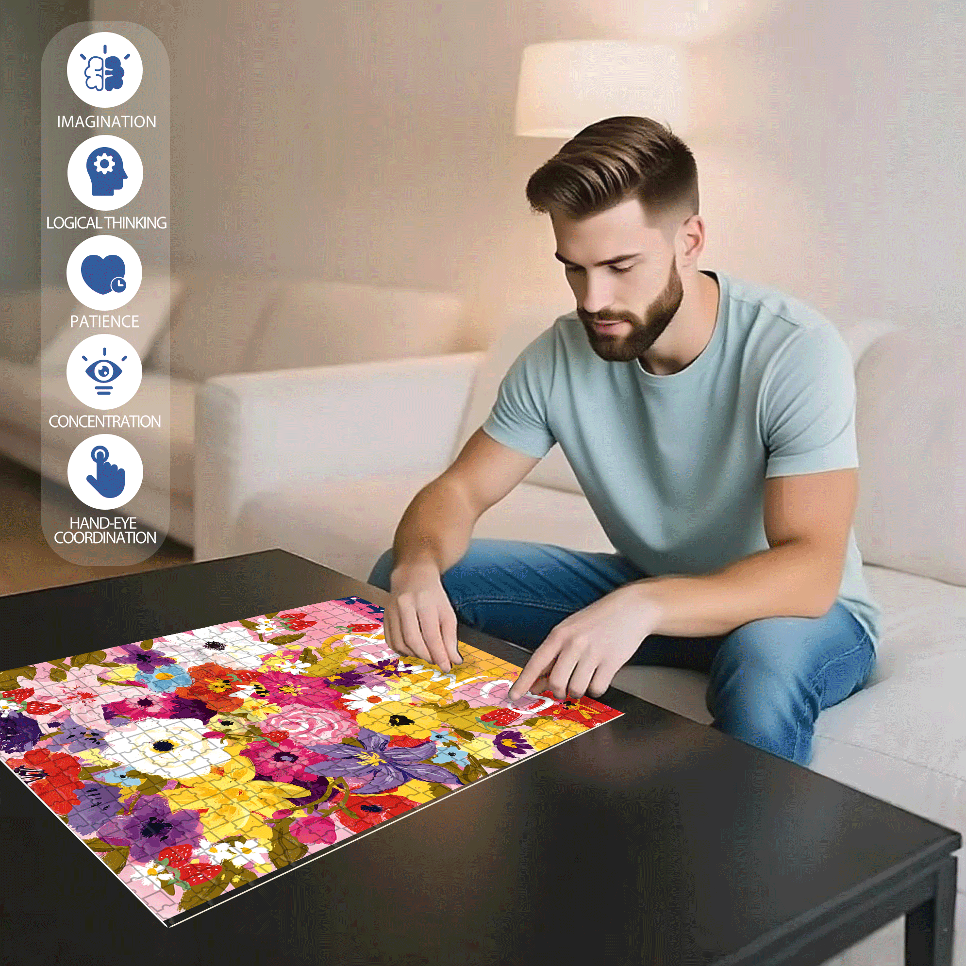 Beautiful Flowers In May 500pcs/1000pcs Jigsaw Puzzle, Scratch-Resistant, Interactive Family Game & Brain-Boosting DIY Decor, Perfect for Halloween, Christmas & New Year Gifts, Family Puzzle Game
