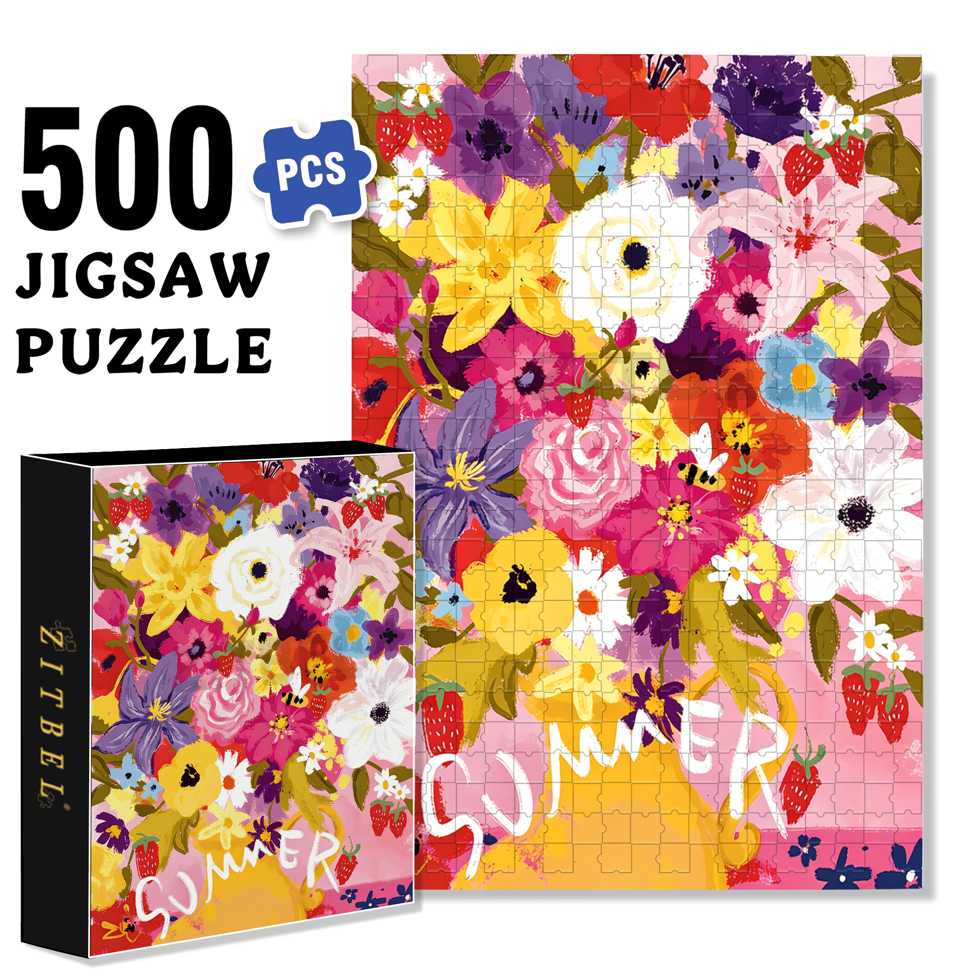 Beautiful Flowers In May 500pcs/1000pcs Jigsaw Puzzle, Scratch-Resistant, Interactive Family Game & Brain-Boosting DIY Decor, Perfect for Halloween, Christmas & New Year Gifts, Family Puzzle Game